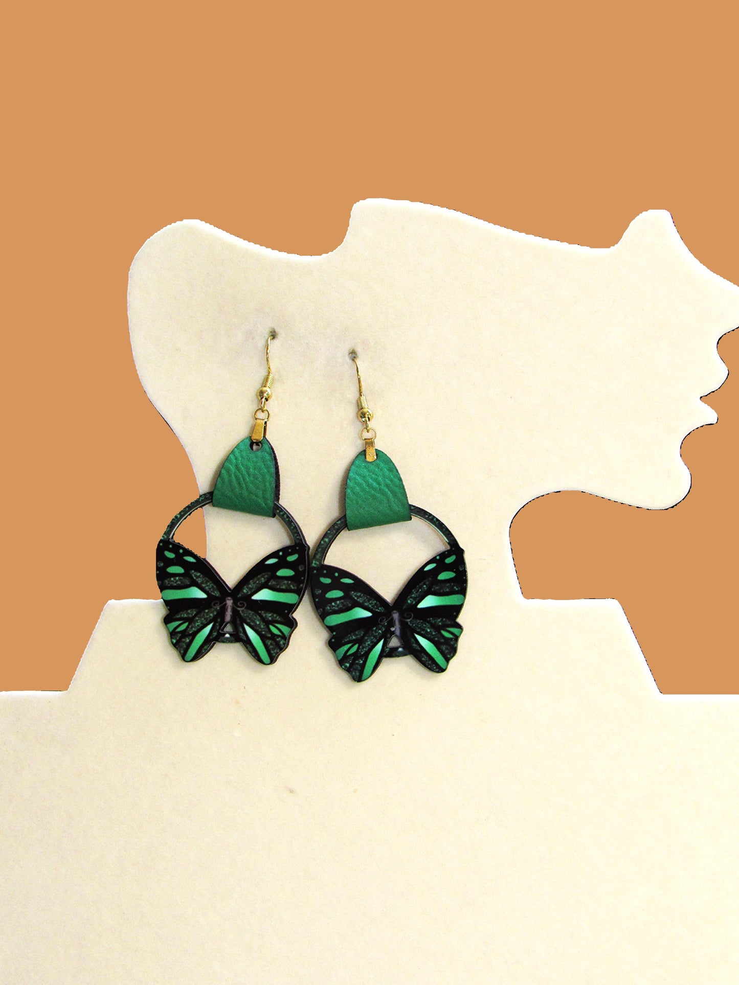 Round Butterfly Shaped Sublimated Earring