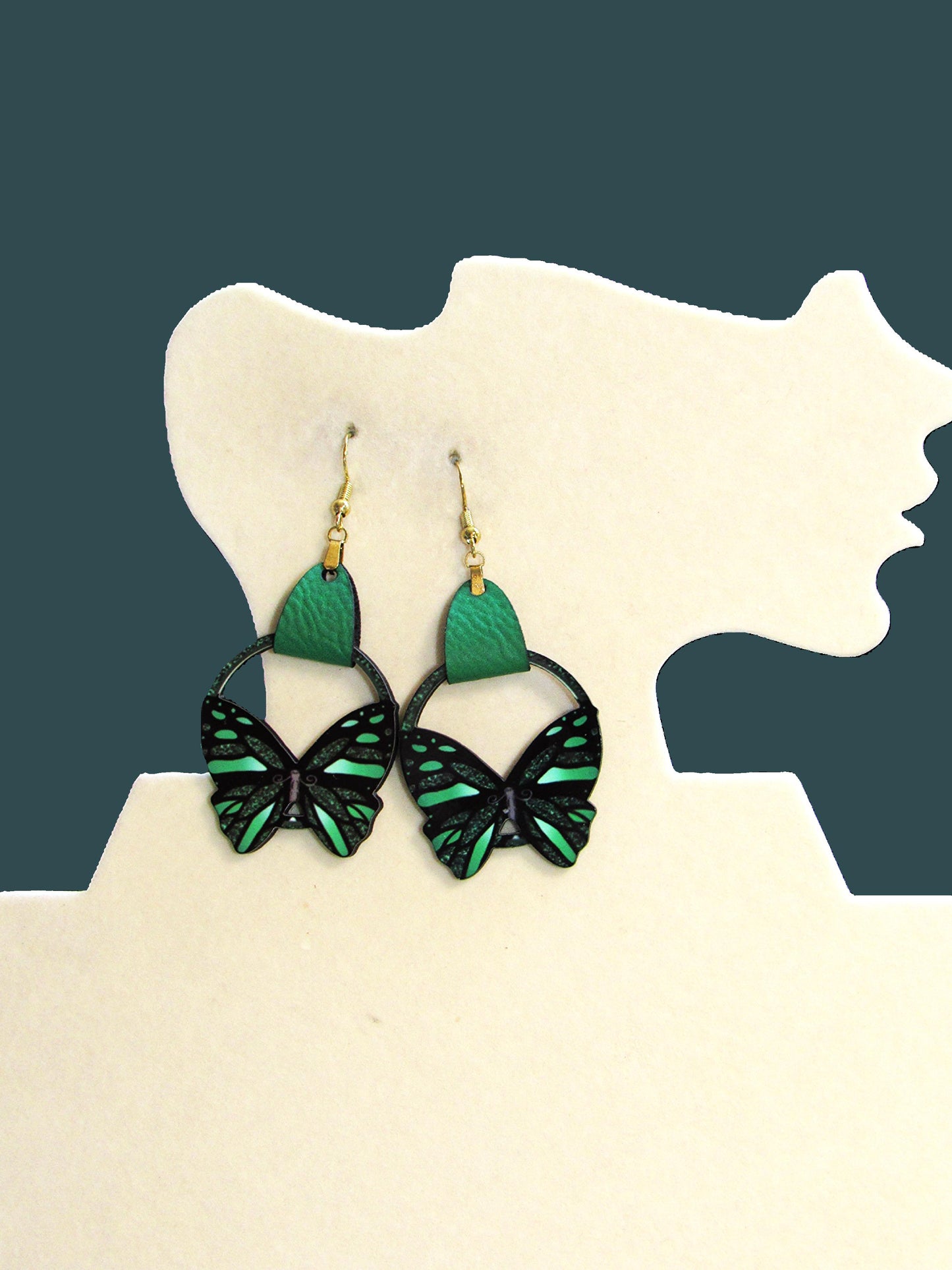 Round Butterfly Shaped Sublimated Earring