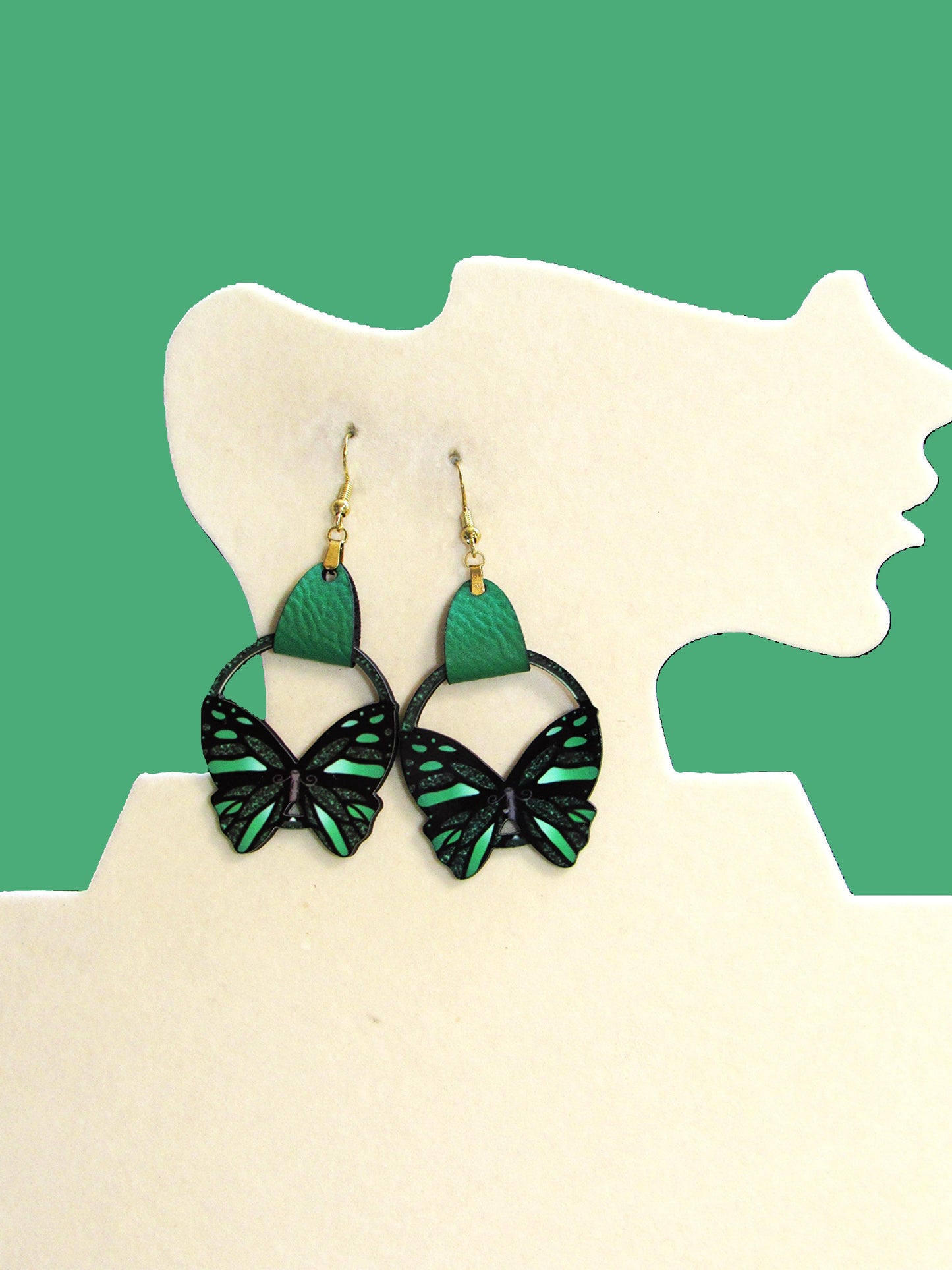 Round Butterfly Shaped Sublimated Earring