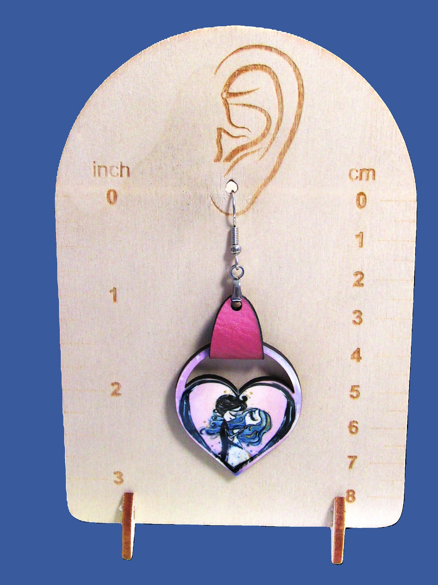 Round Heart Shaped Sublimated Earring