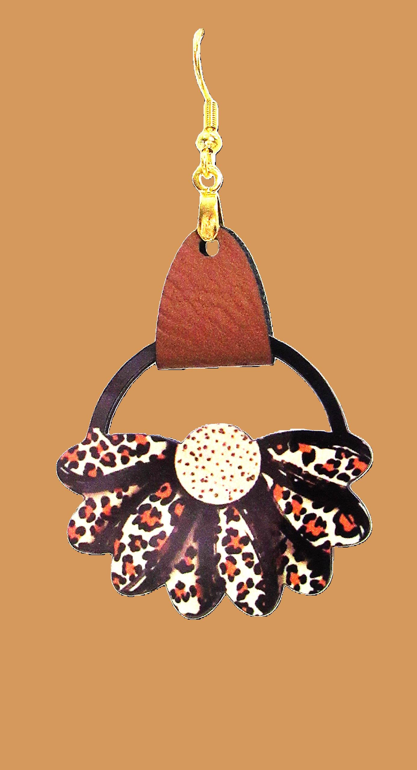 Round Sunflower Shaped Sublimated Earrings