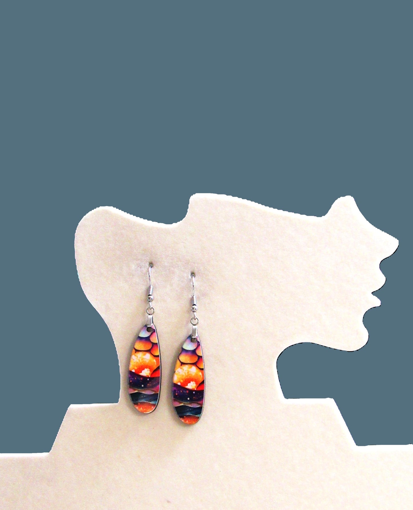 Boho Oval Bar Shaped Sublimated Earrings