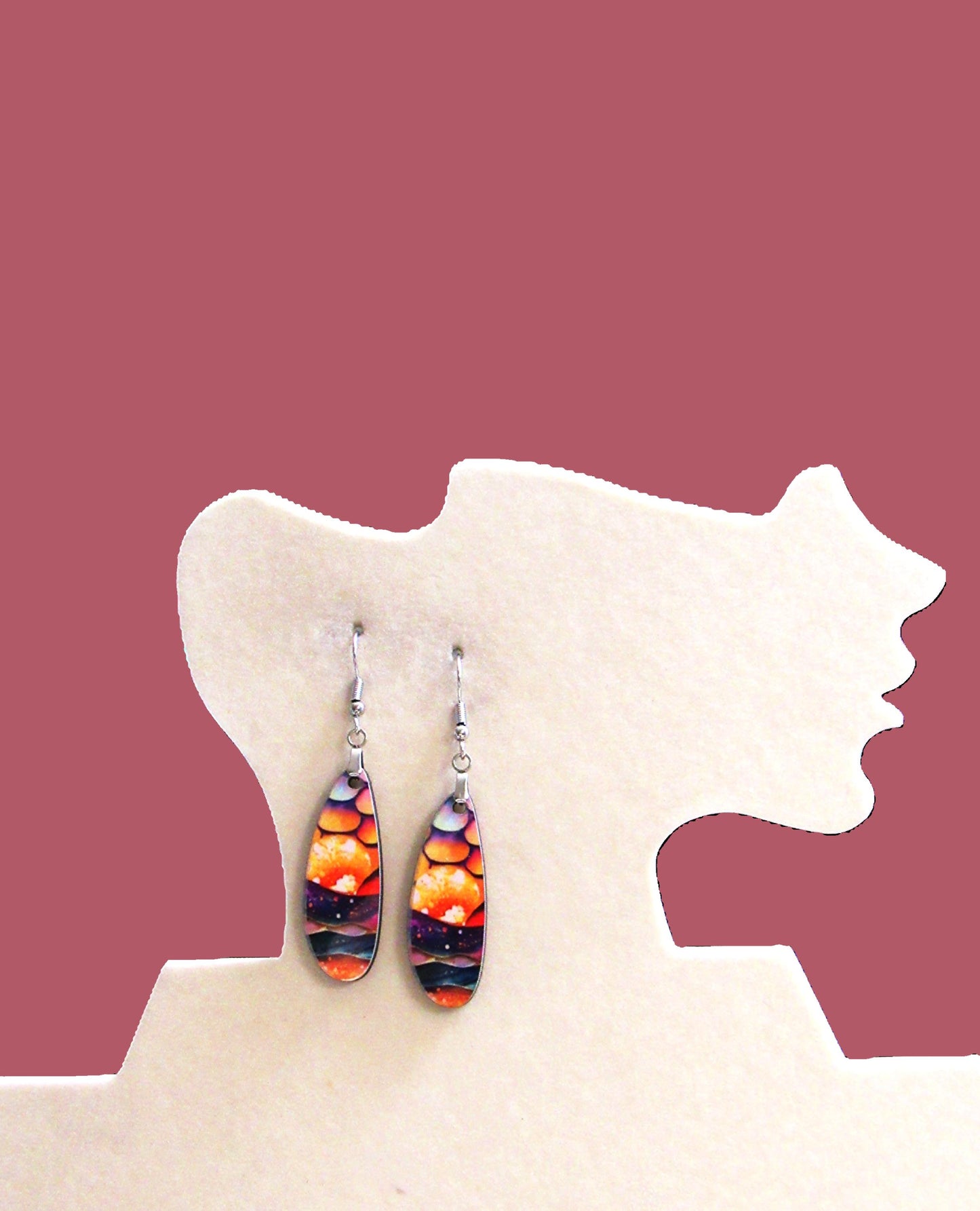 Boho Oval Bar Shaped Sublimated Earrings
