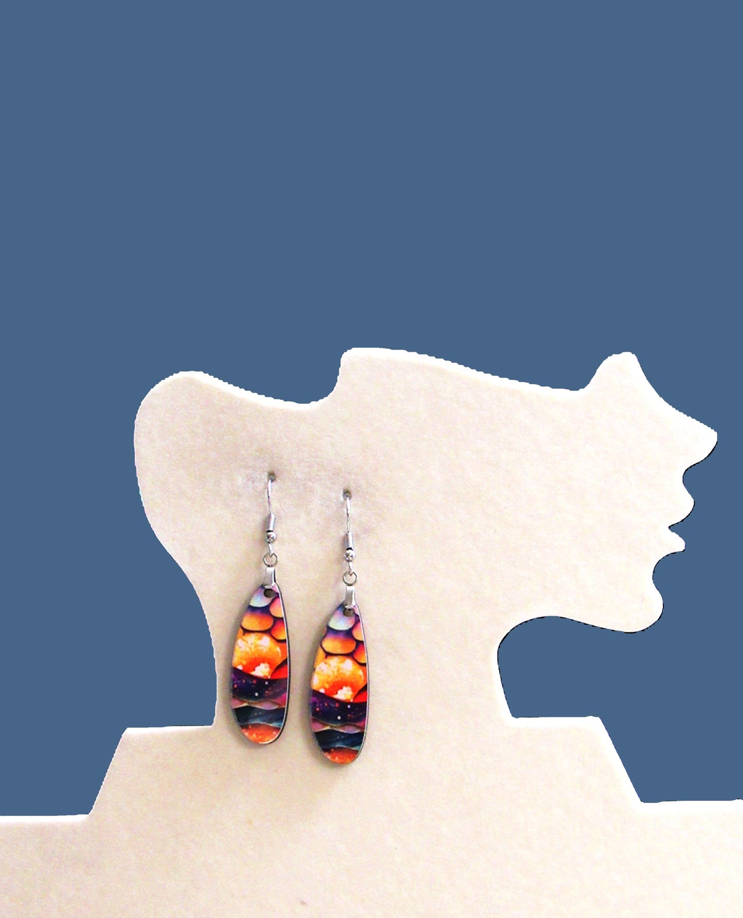 Boho Oval Bar Shaped Sublimated Earrings