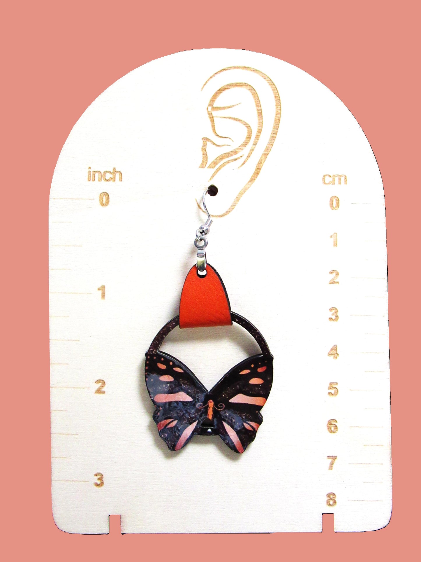 Round Butterfly Shaped Sublimated Earring