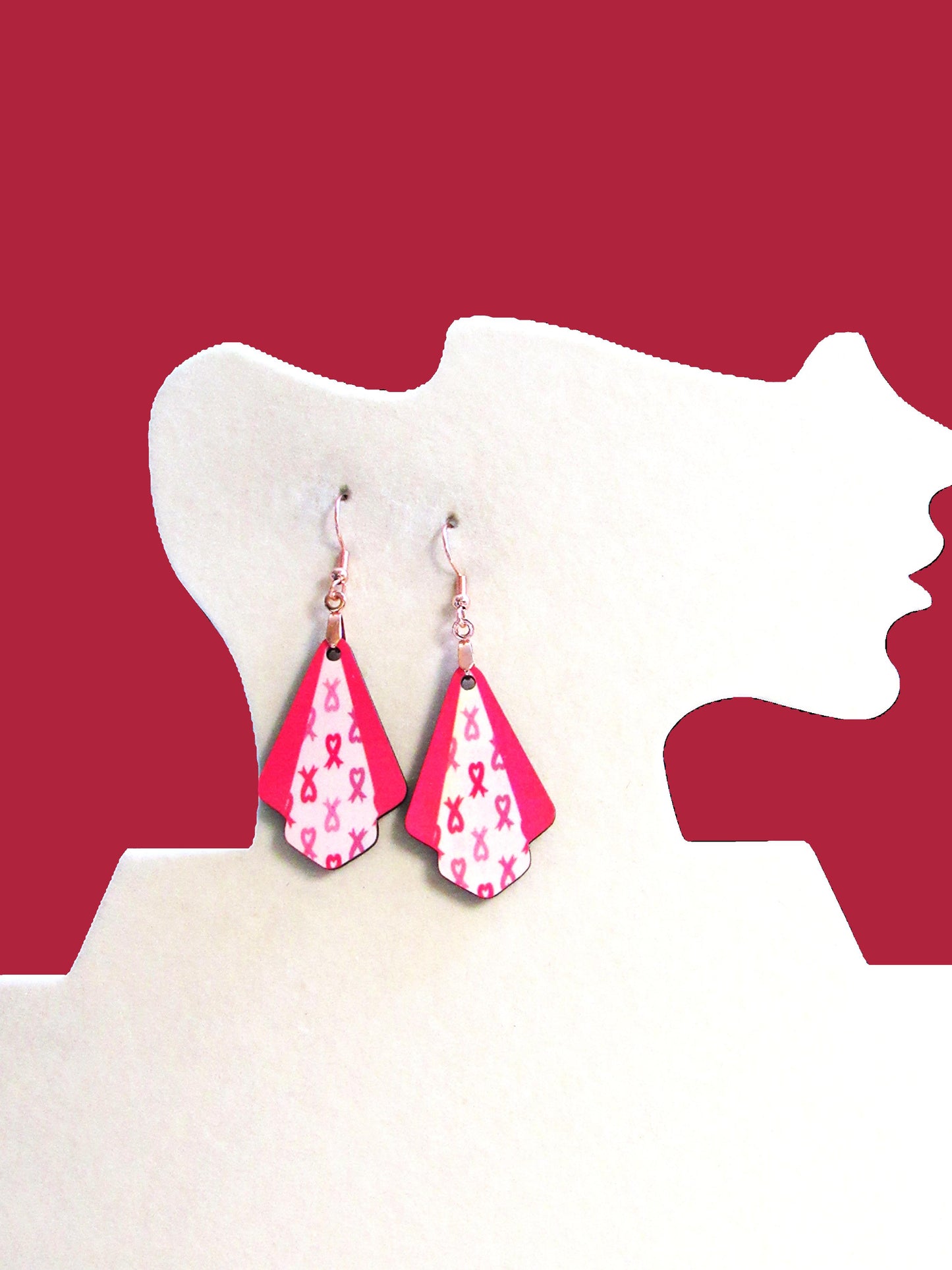 Breast cancer Awareness  Fan Shaped Sublimated Earrings