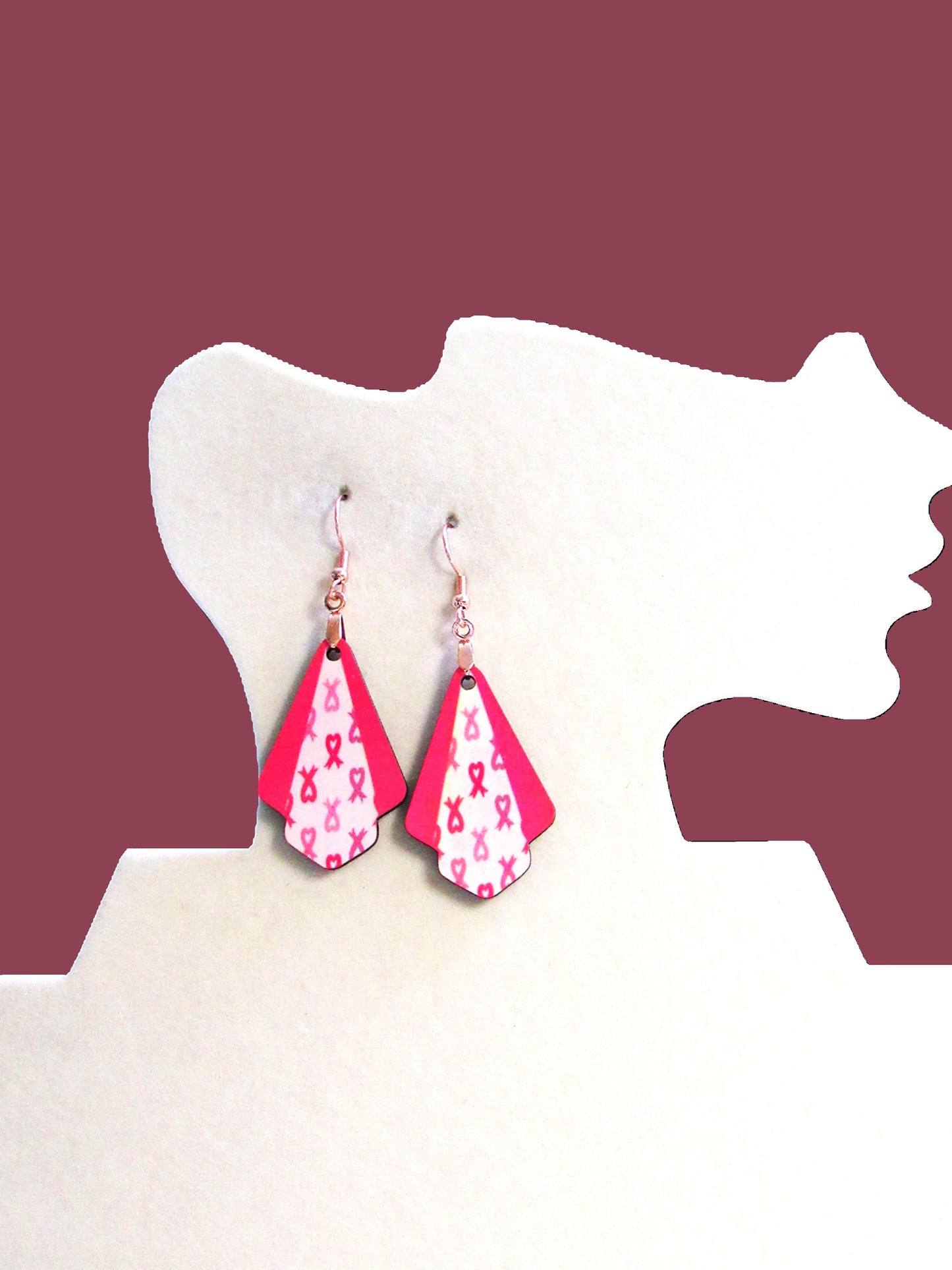 Breast cancer Awareness  Fan Shaped Sublimated Earrings