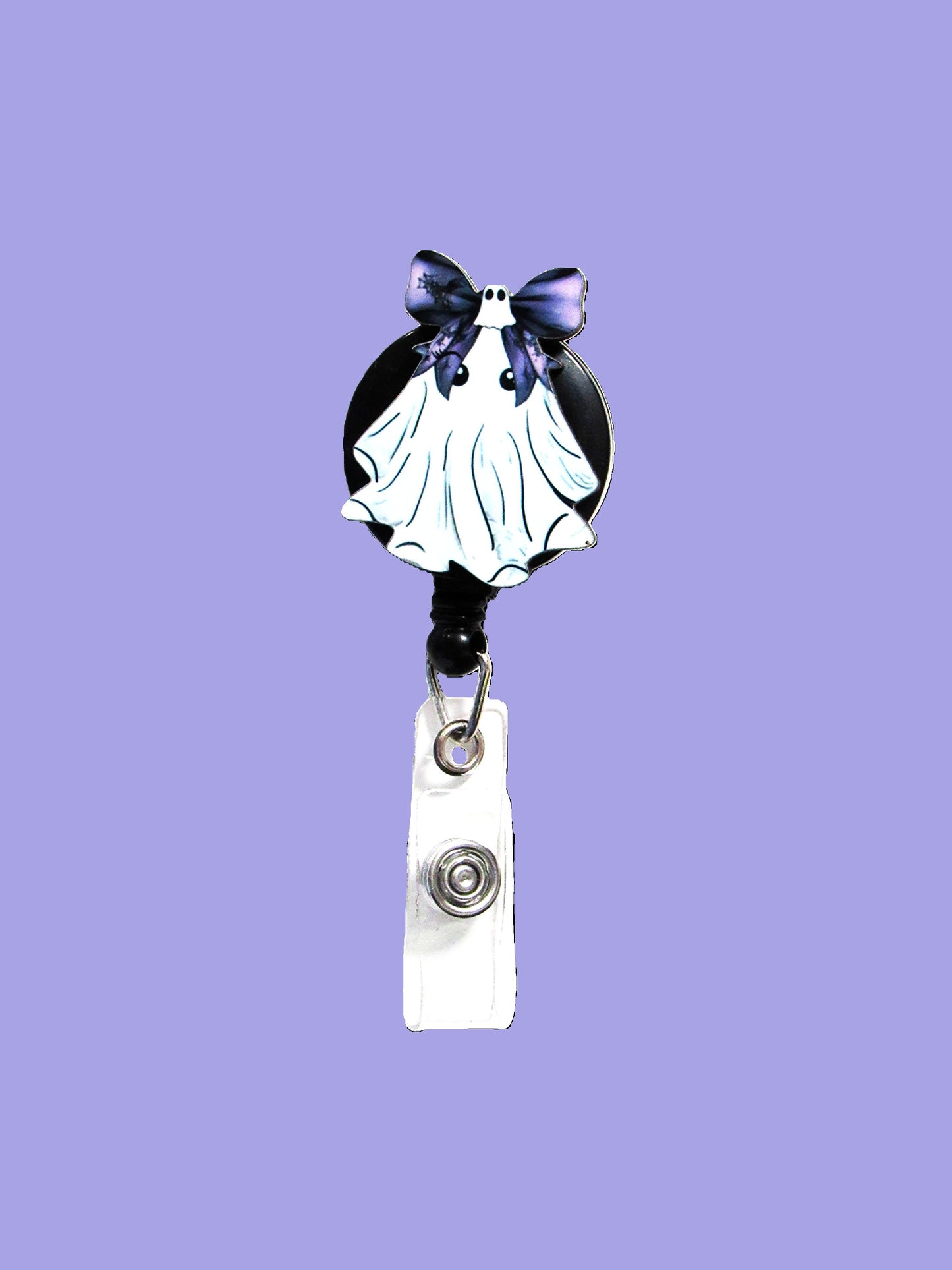 Ghost with Bow Shaped Sublimated Badge Reel