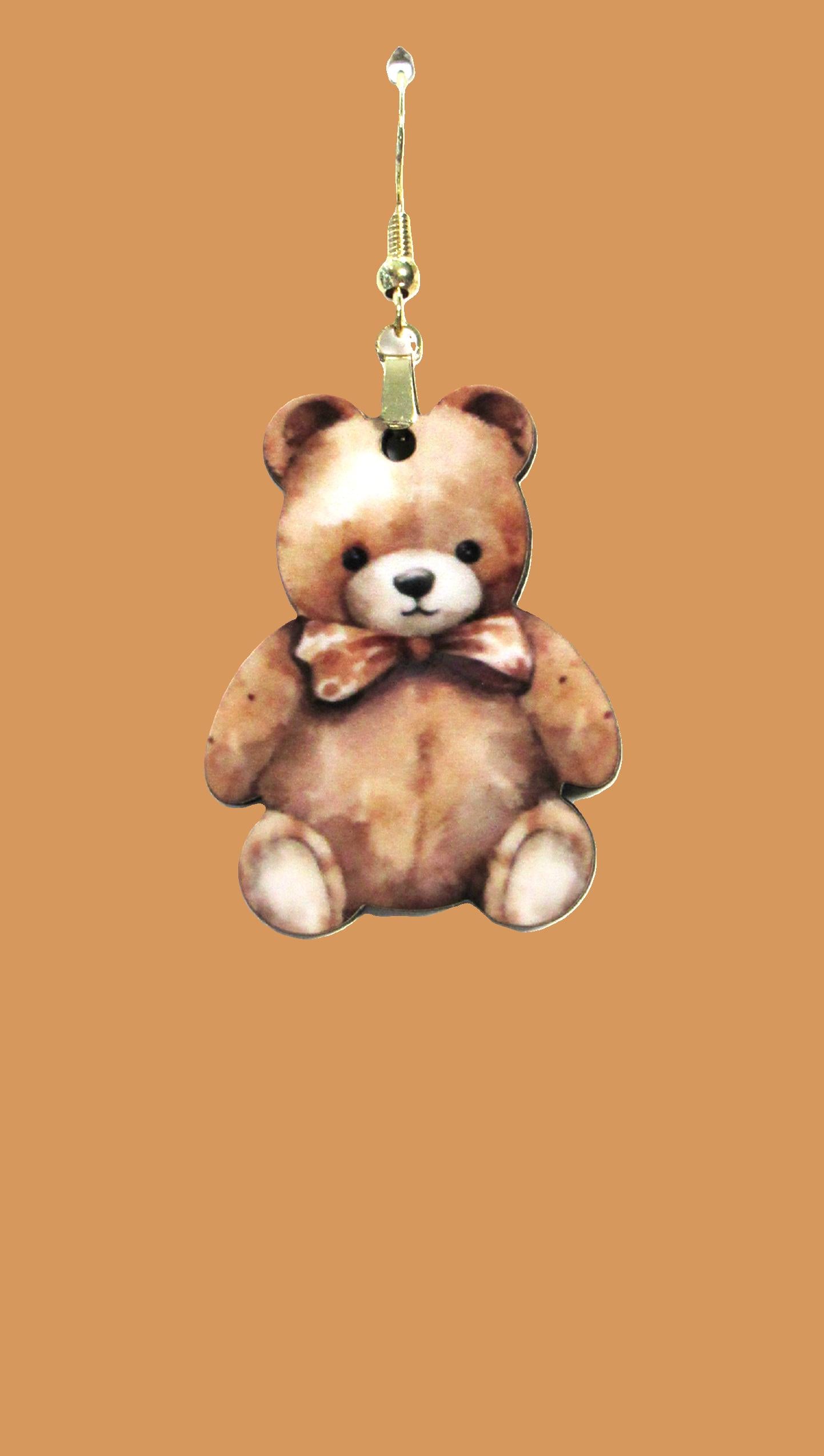 Teddy Bear Shaped Sublimated Earring 1.5 inch