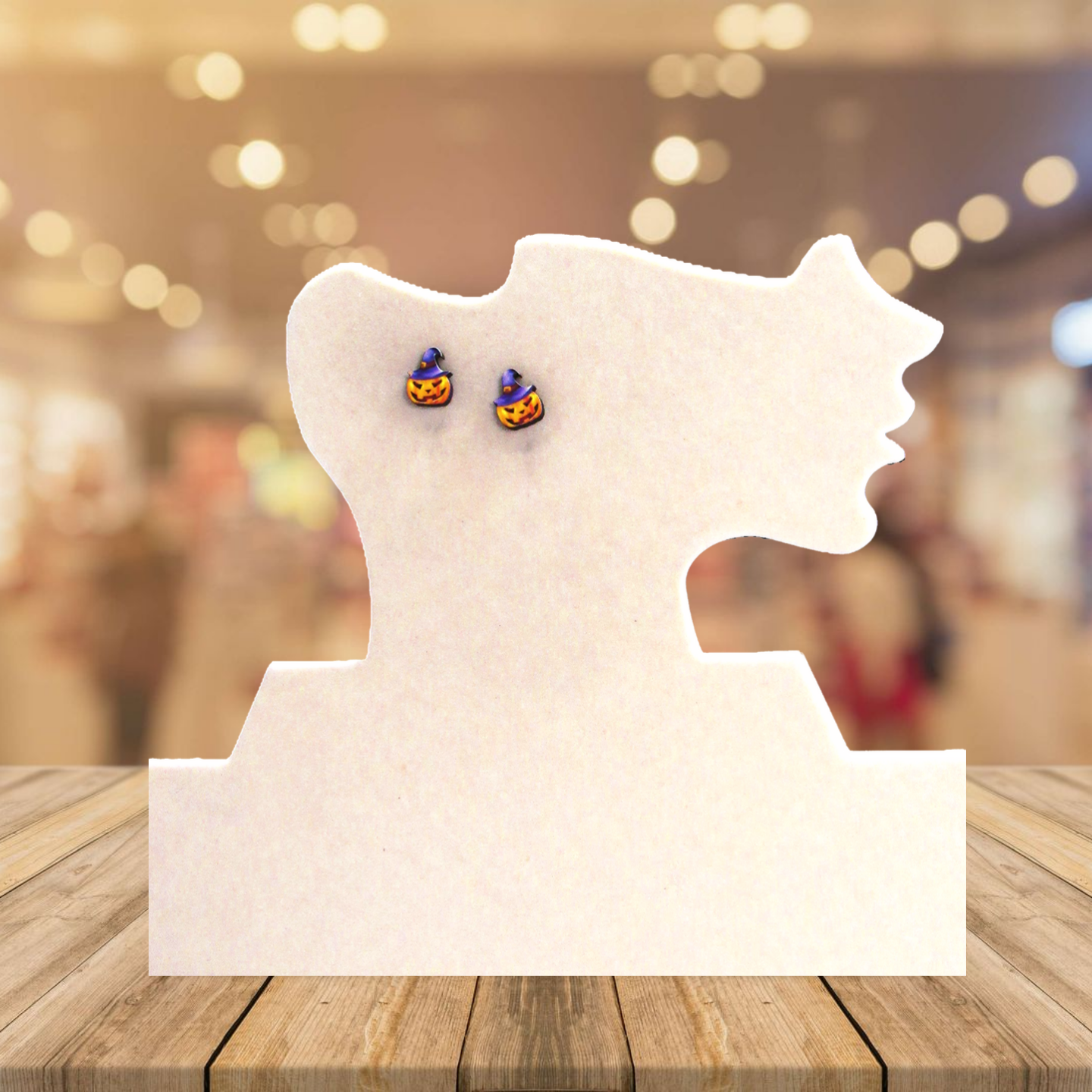 Pumpkin Witch Shaped Sublimated Stud Earrings