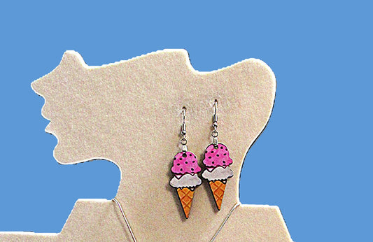 Ice Cream Shaped Sublimated Earrings