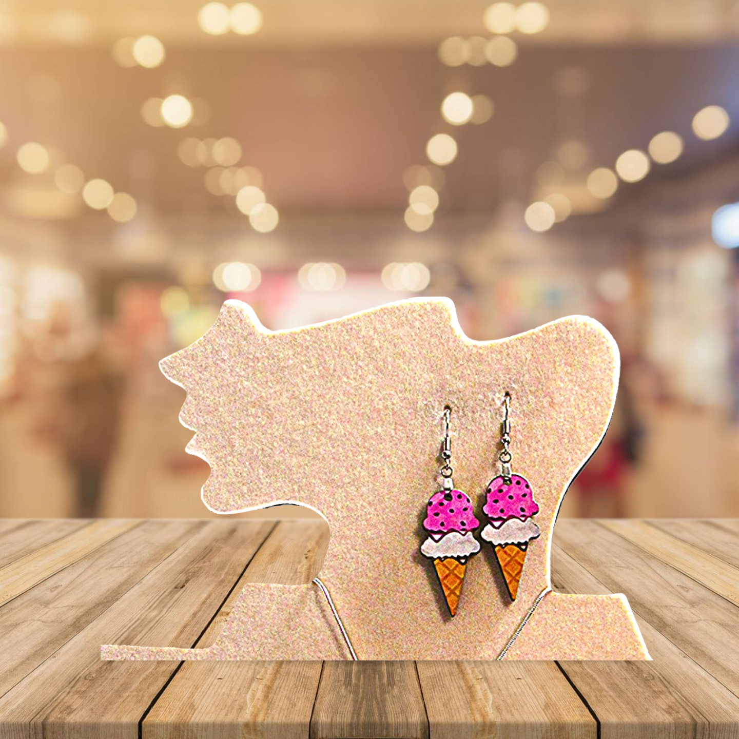 Ice Cream Shaped Sublimated Earrings