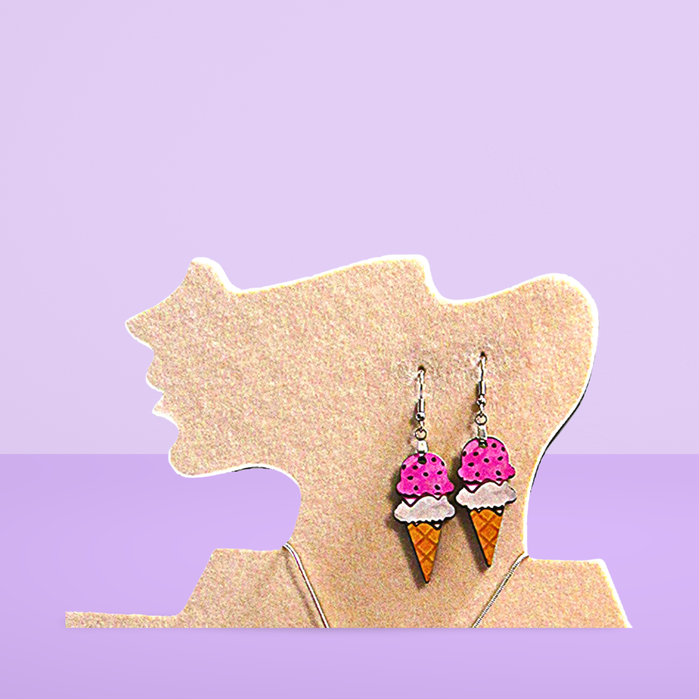 Ice Cream Shaped Sublimated Earrings