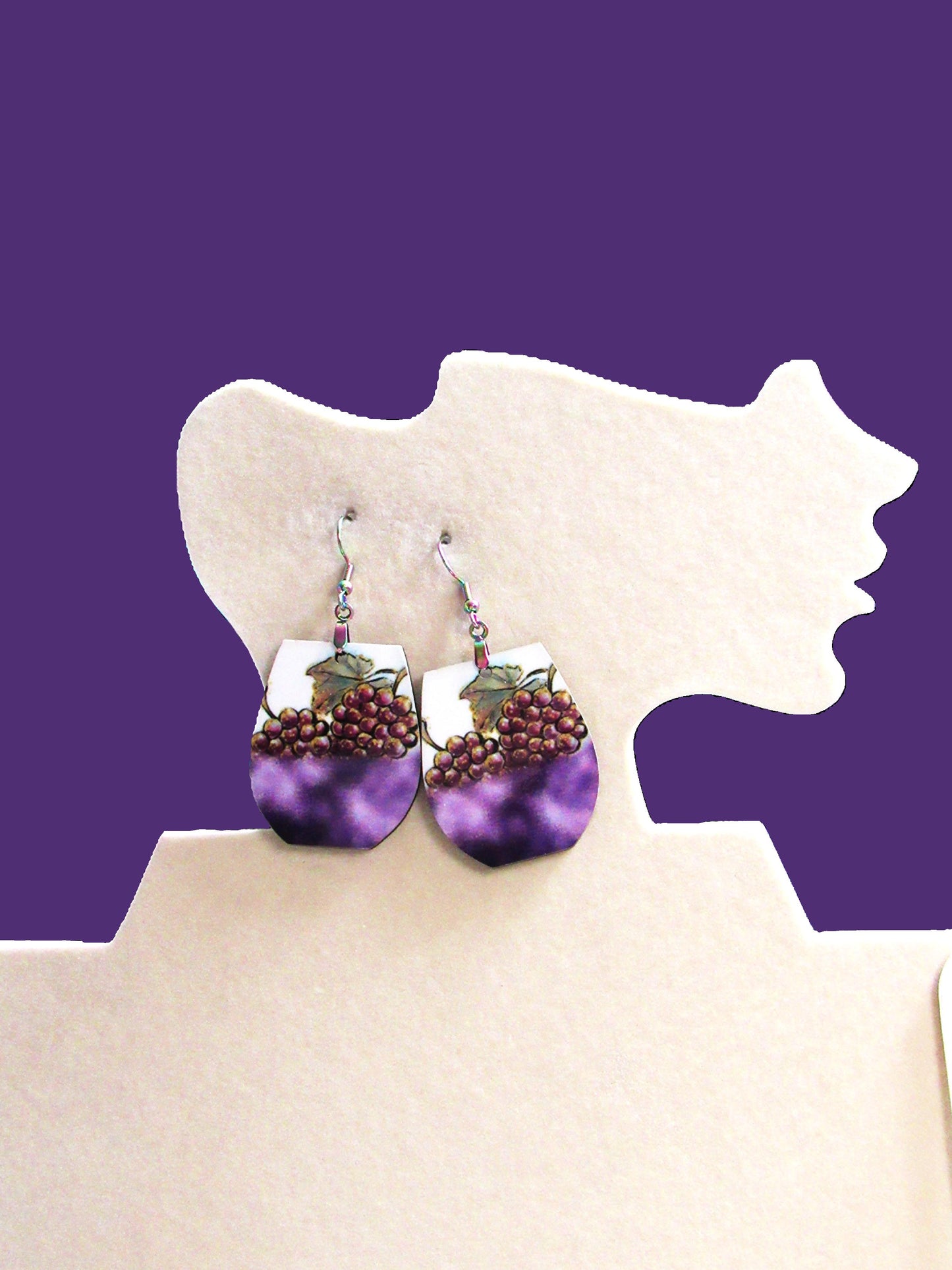 Stemless Wineglass Shaped Sublimated Earrings 1.5 inch