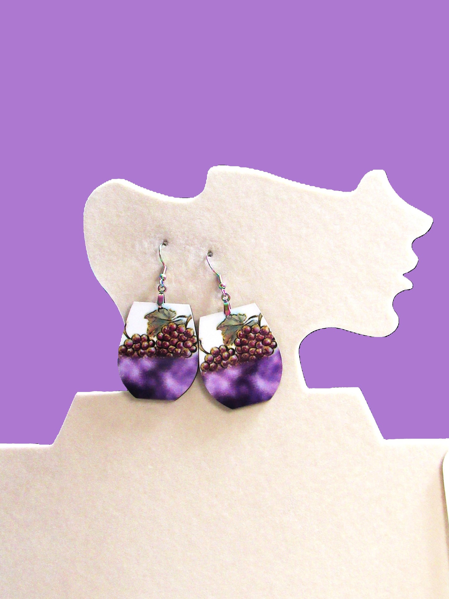 Stemless Wineglass Shaped Sublimated Earrings 1.5 inch