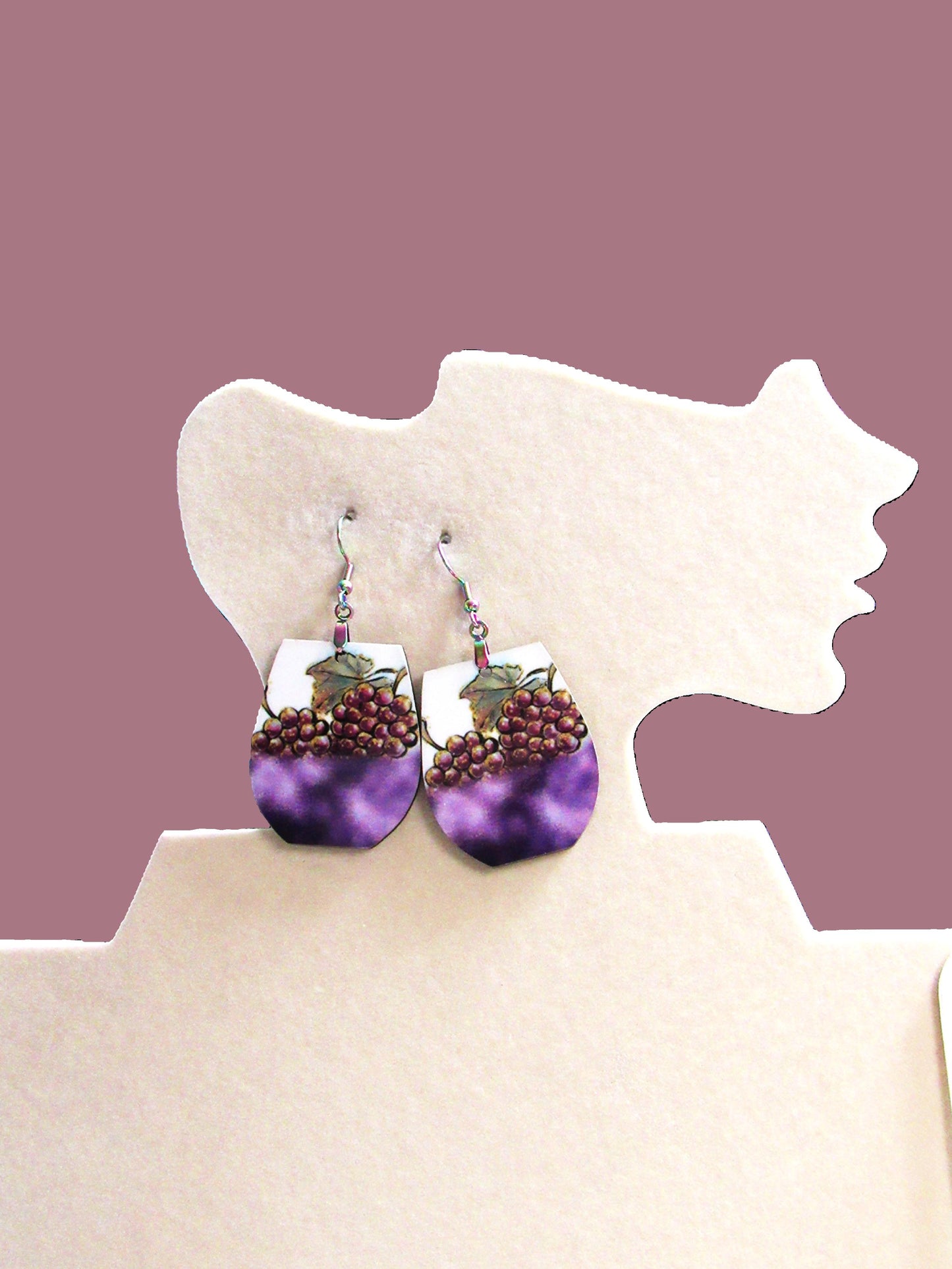 Stemless Wineglass Shaped Sublimated Earrings 1.5 inch