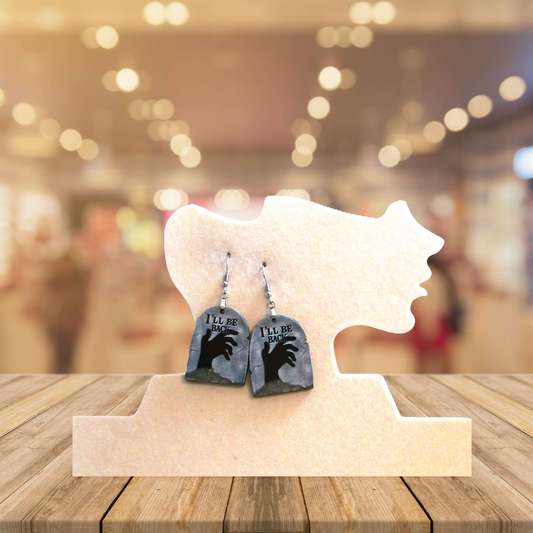 Grave Stone Shaped Sublimated Earrings 1.5 inch