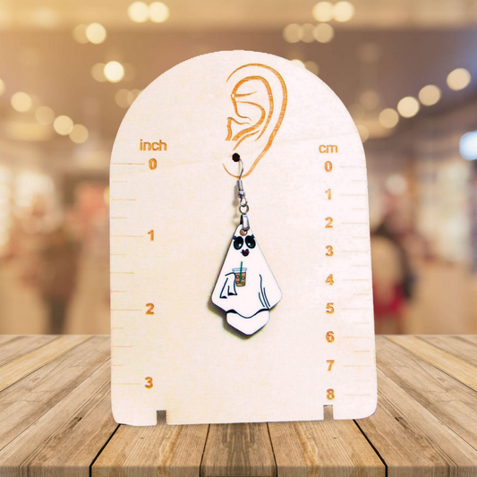 Ghost Fan Shaped Sublimated Earrings 1.5 inch