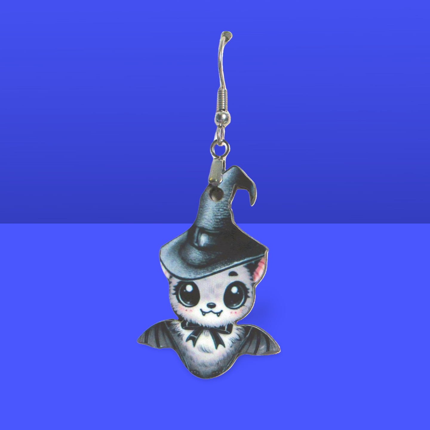 Bat with Witch Hat Shaped Sublimated Earrings 1.5 inch