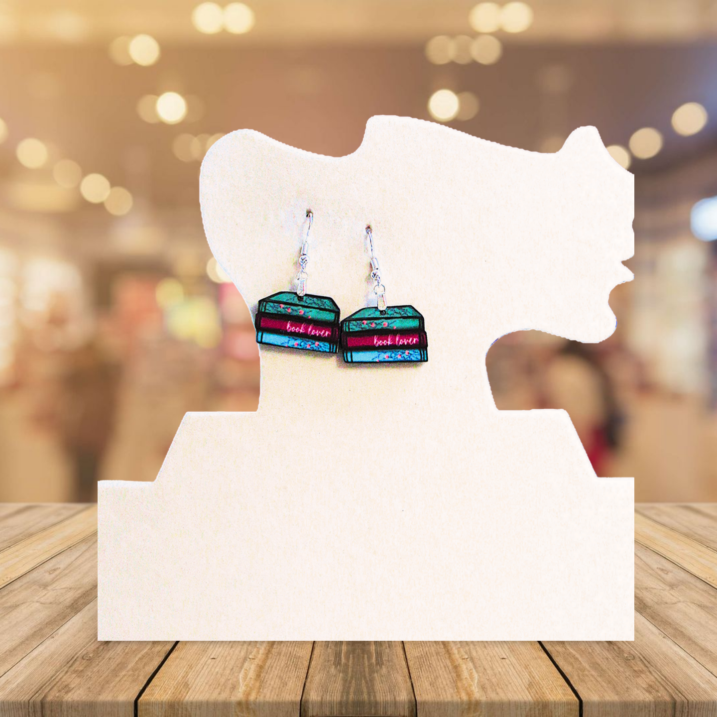 Stacked Book Sublimated Earrings 1 inch