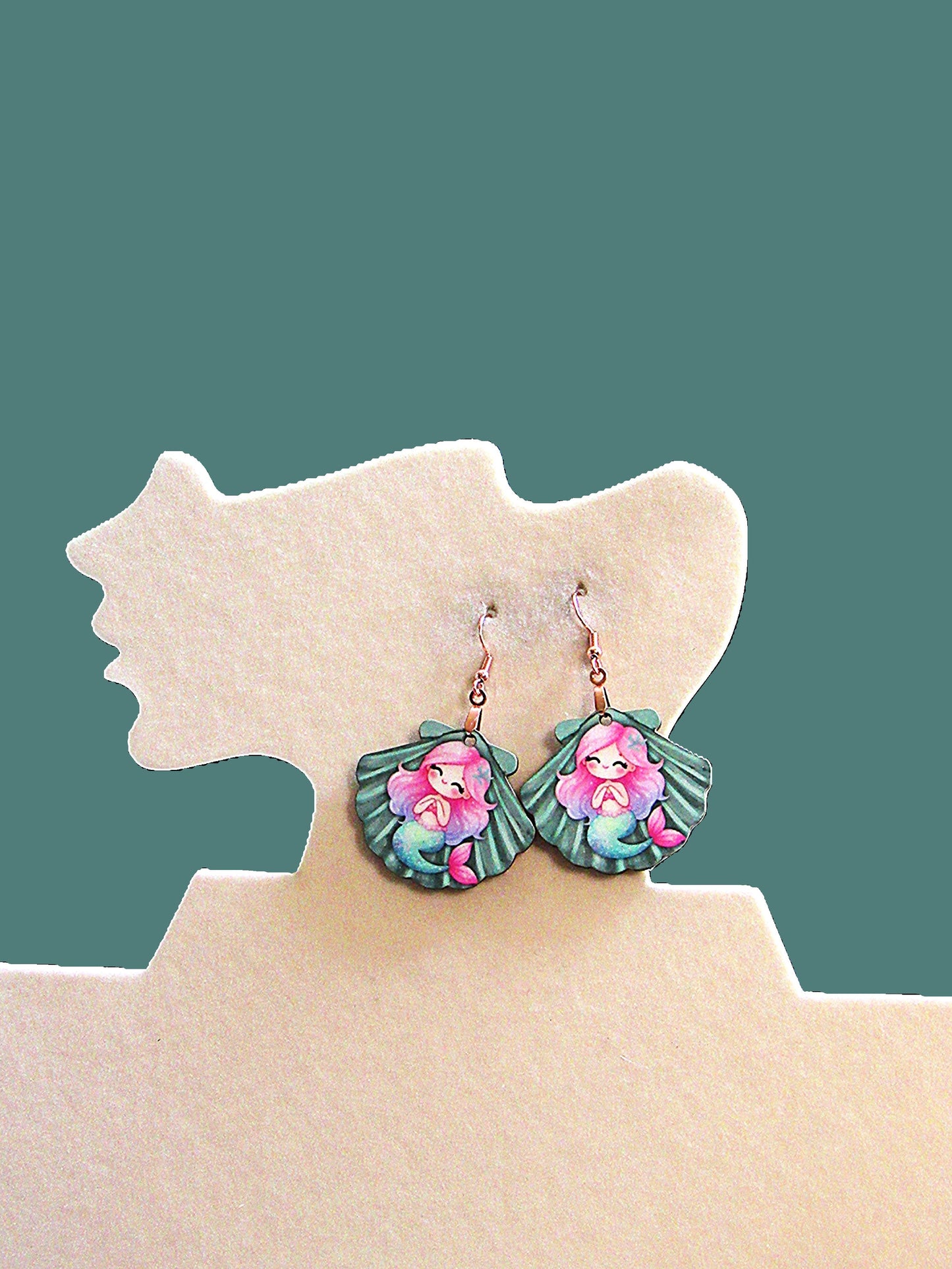 Clam Shell Shaped Sublimated Earrings 1.5 inch