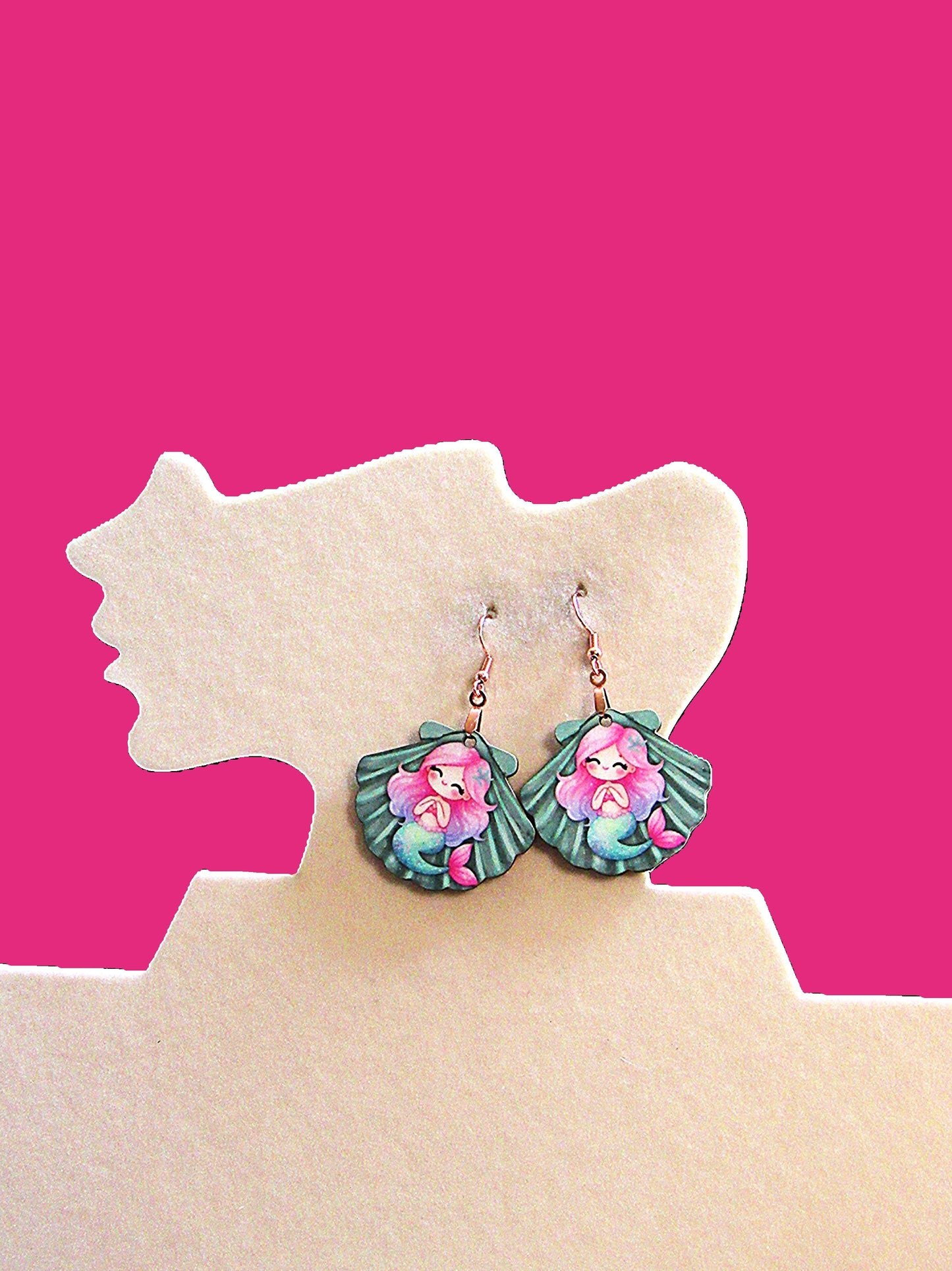 Clam Shell Shaped Sublimated Earrings 1.5 inch