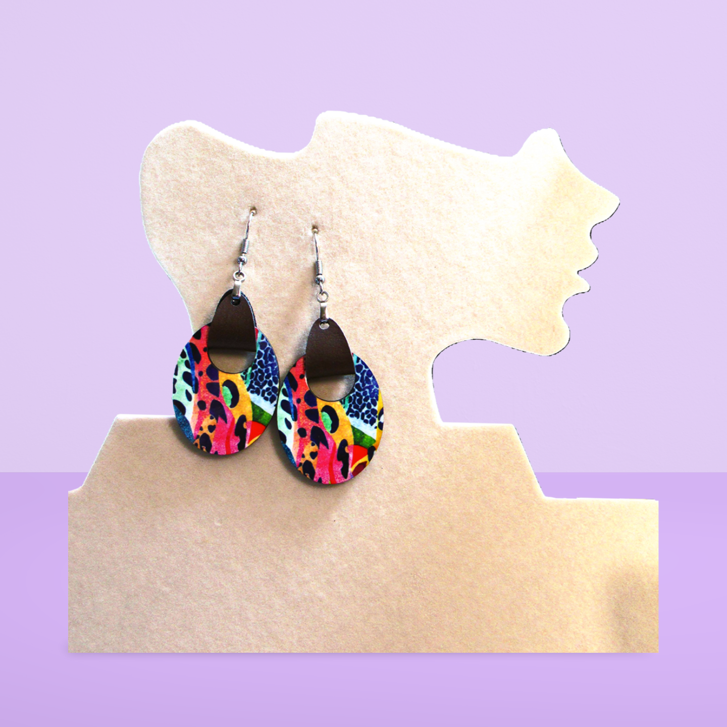 Boho Oval Shaped Sublimated Earring