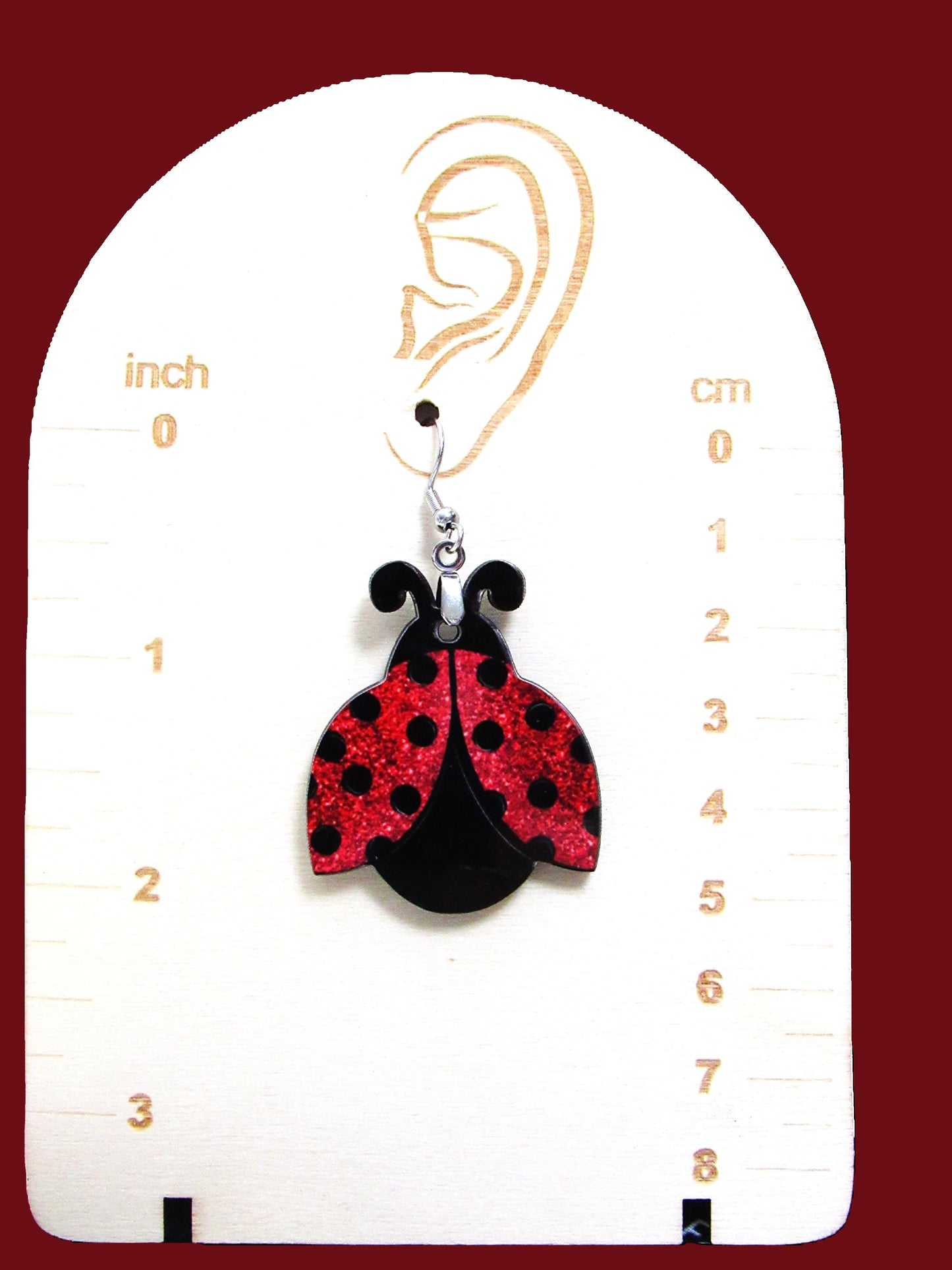 Ladybug Shaped Sublimated Earrings 1.5 inch