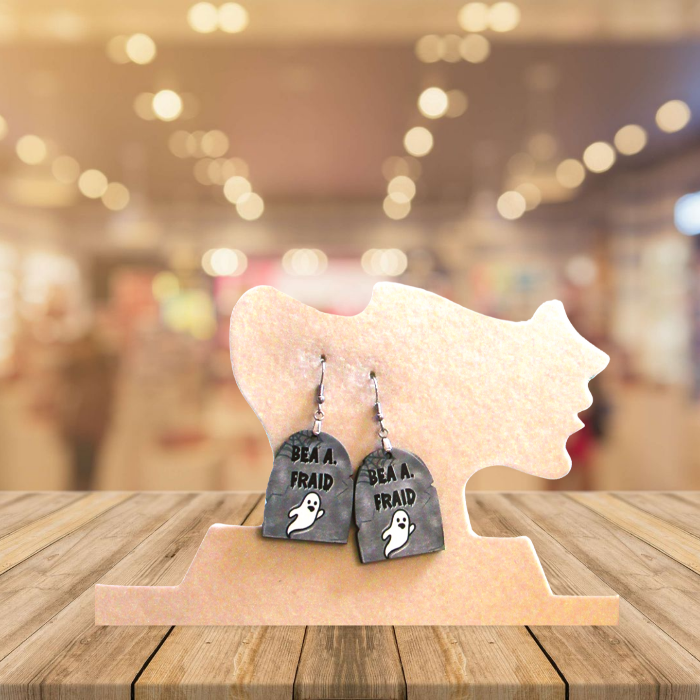 Grave Stone Shaped Sublamated Earrings 1.5 inch