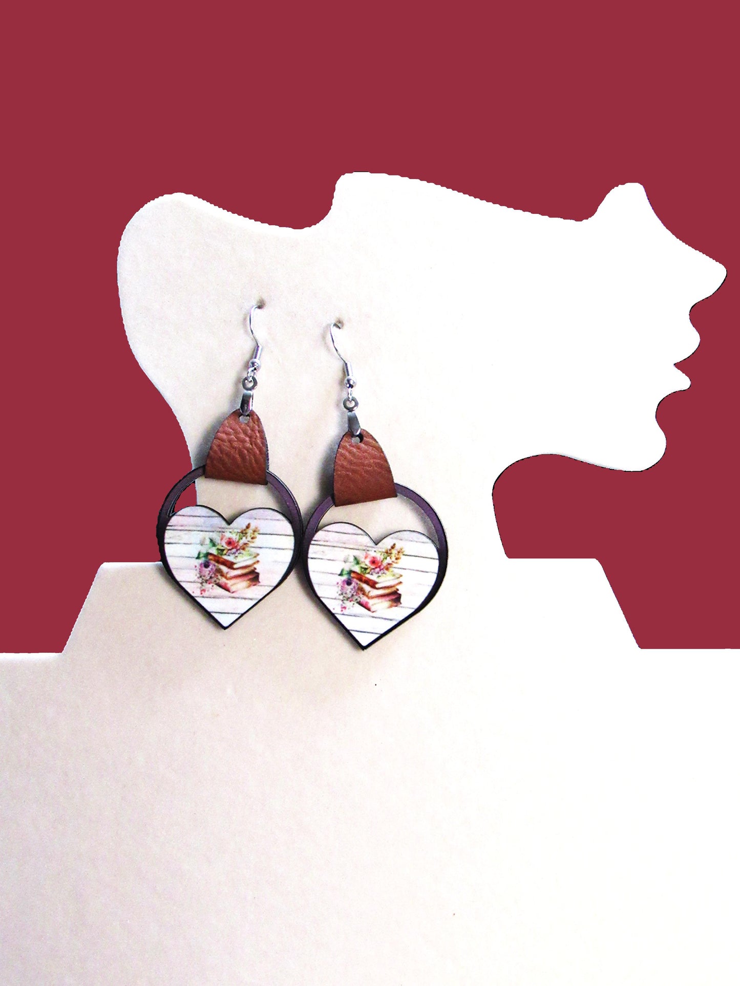 Round Heart Shaped Sublimated Earring