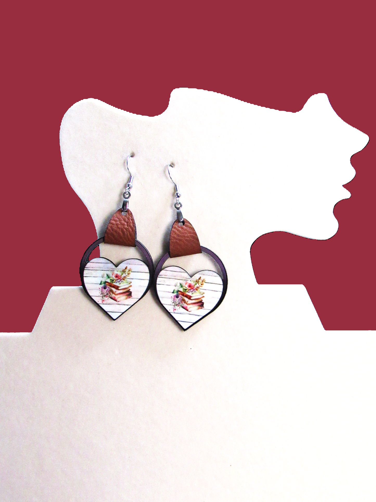 Round Heart Shaped Sublimated Earring