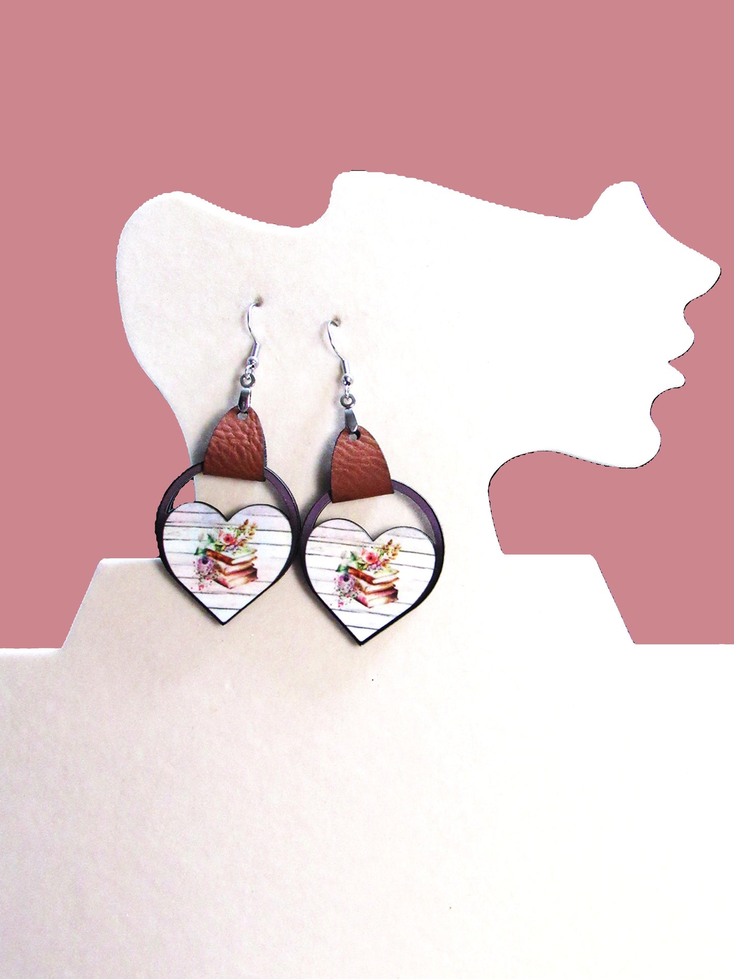 Round Heart Shaped Sublimated Earring