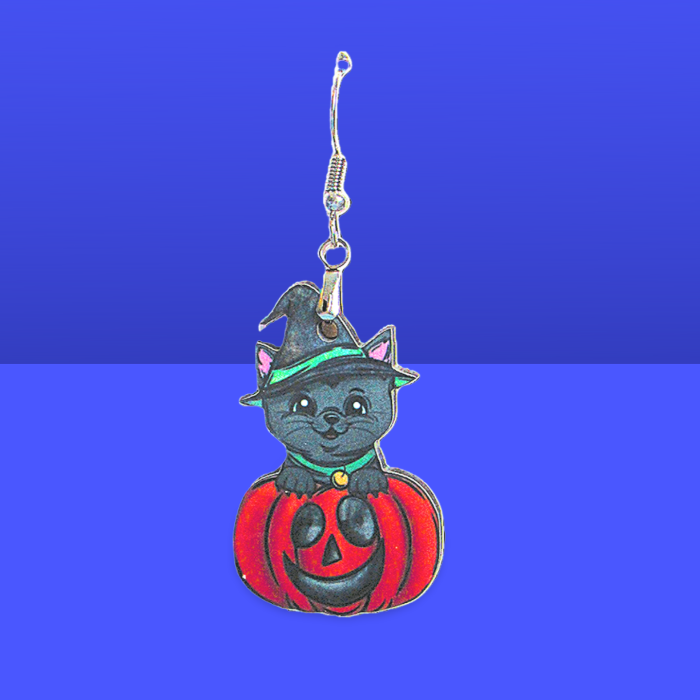 Cat in a Pumpkin Shaped Sublimated Earrings