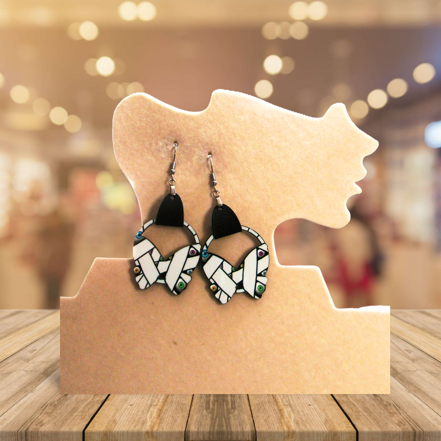 Round Butterfly Shaped Sublimated Earring 1.5 inch