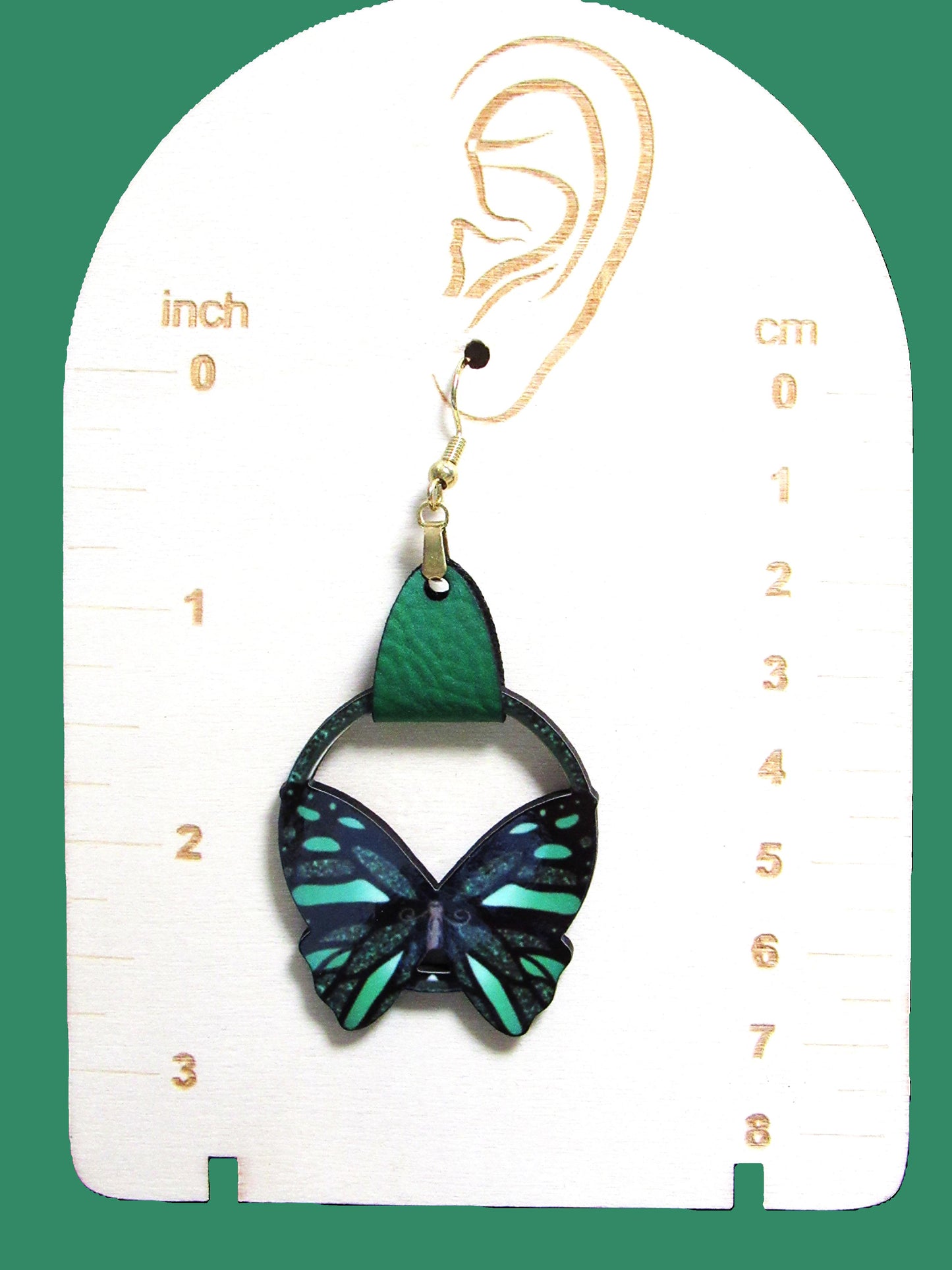 Round Butterfly Shaped Sublimated Earring