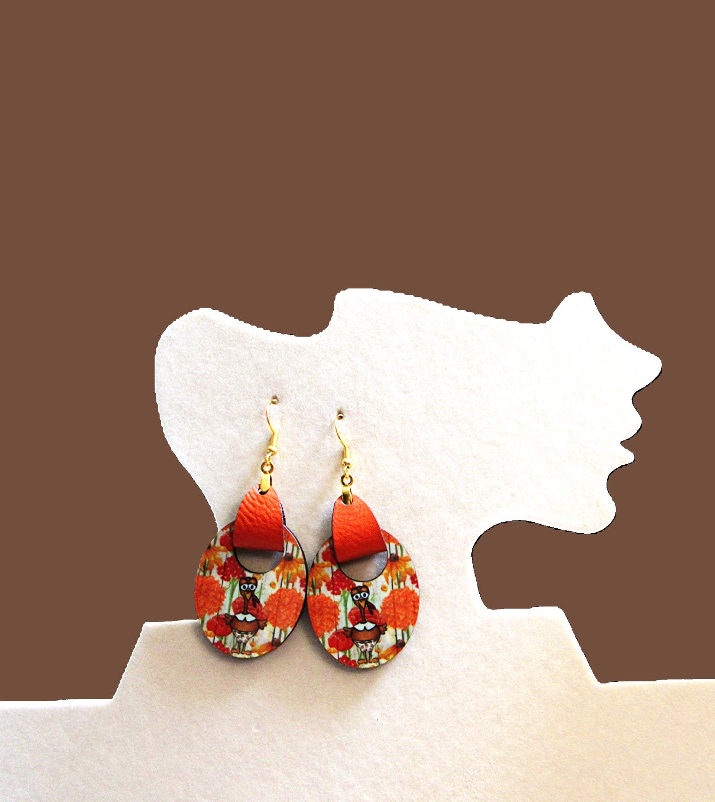 Boho Oval Shaped Sublimated Earring