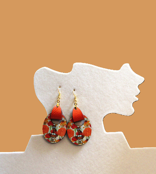 Boho Oval Shaped Sublimated Earring