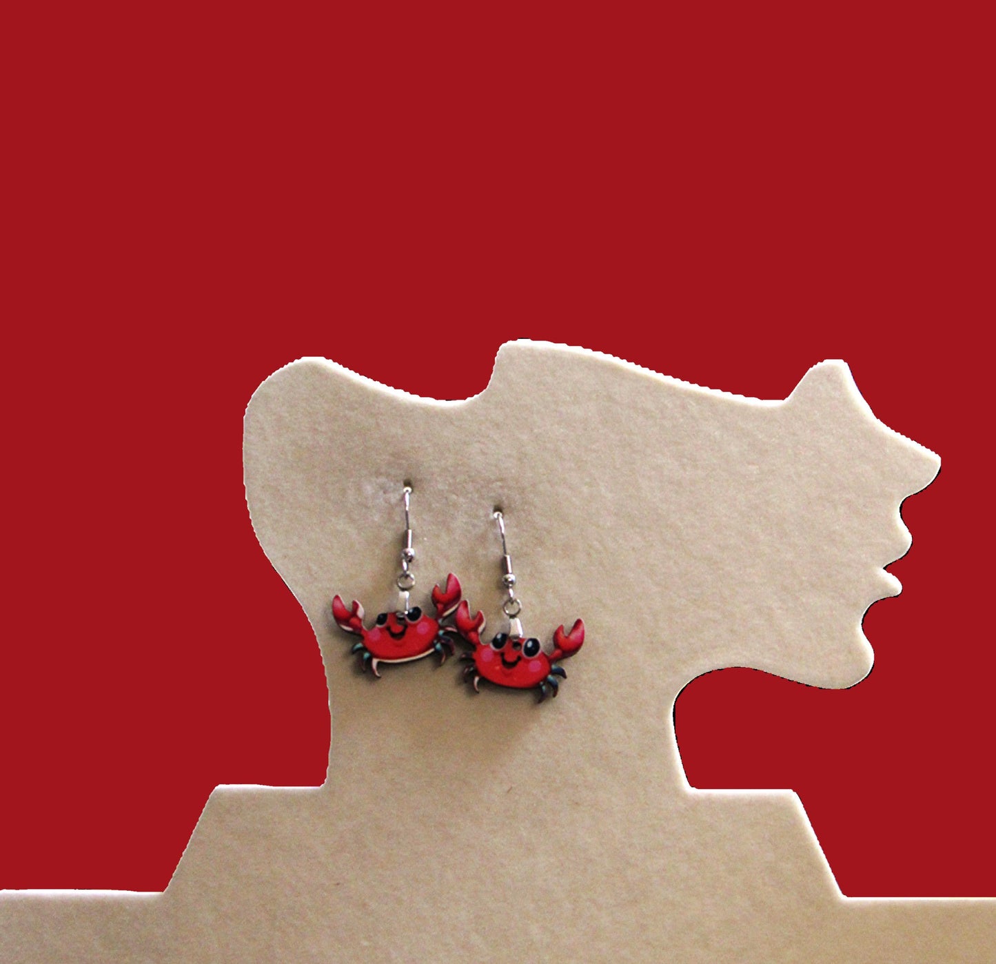 Crab Shaped Sublimated Earrings 1 inch