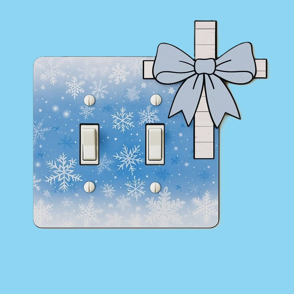 Cross with Bow Shaped Sublimated Double Light Switch Cover