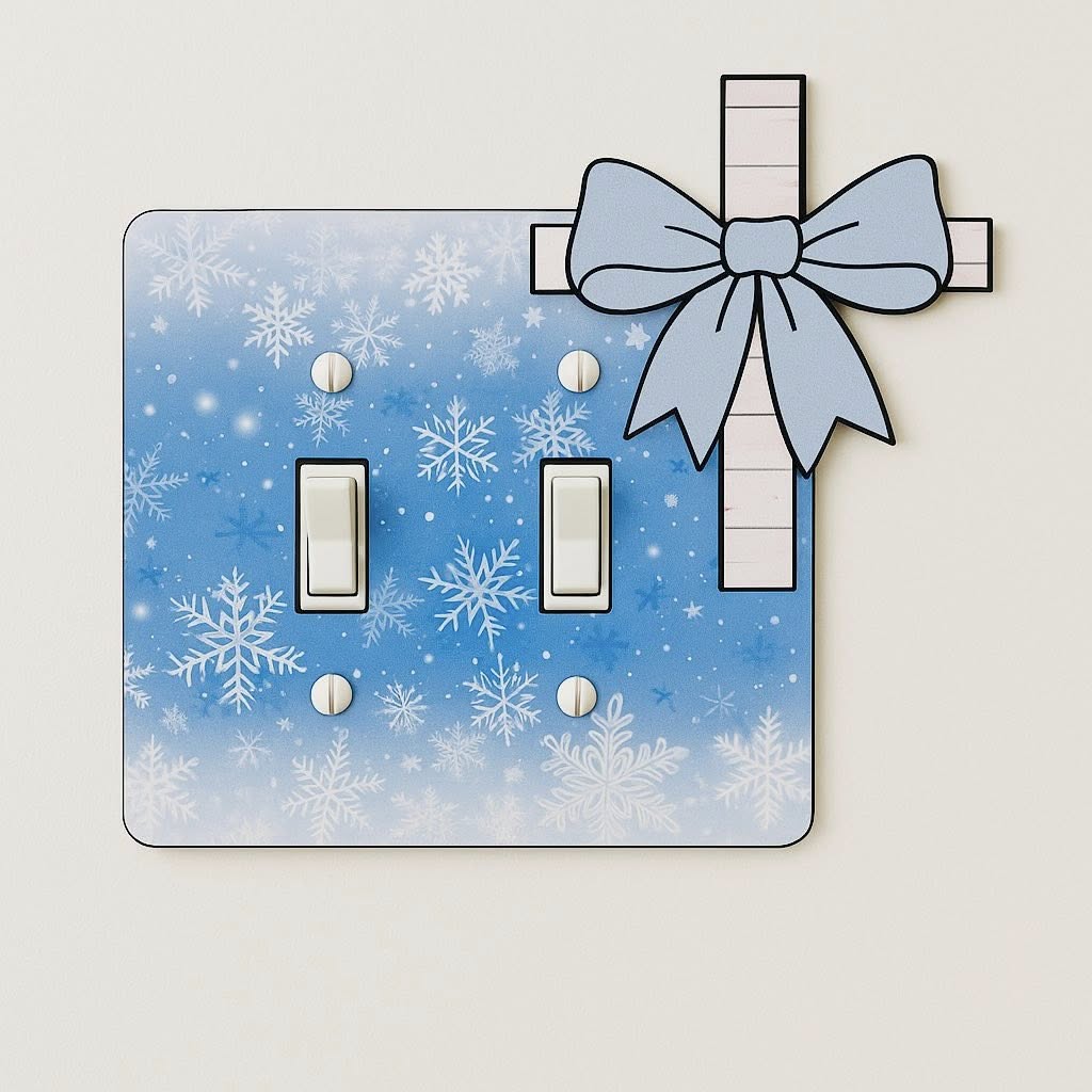 Cross with Bow Shaped Sublimated Double Light Switch Cover