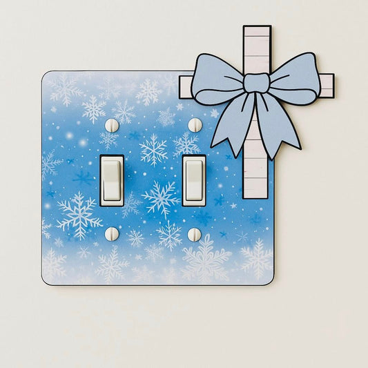 Cross with Bow Shaped Sublimated Double Light Switch Cover