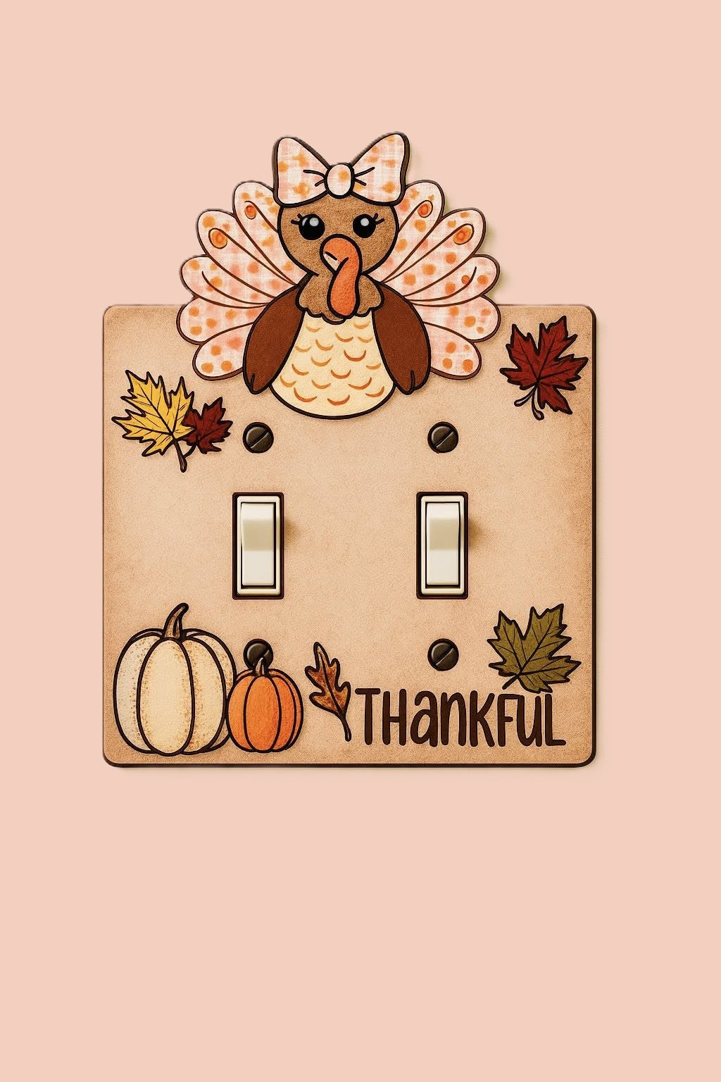 Turkey with Bow Shaped Sublimated Double Light Switch Plate