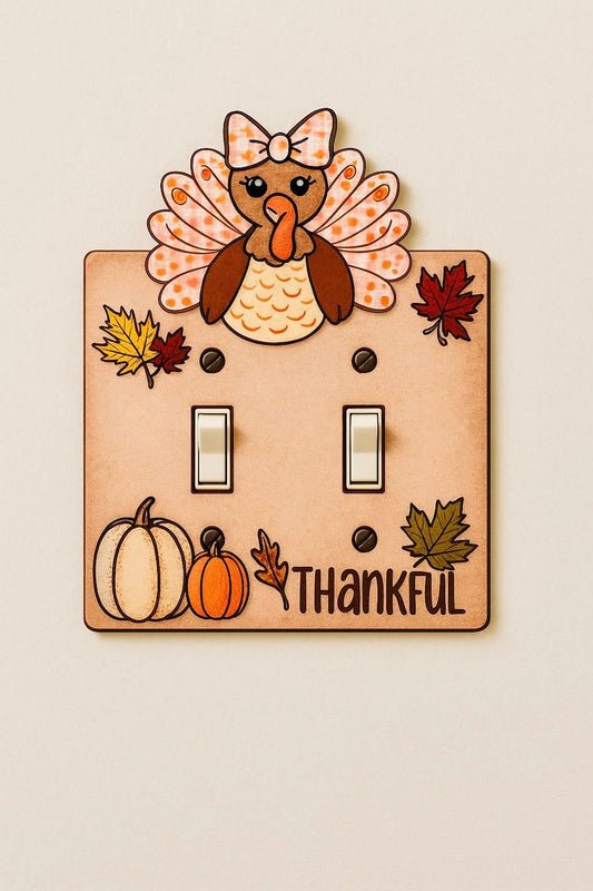 Turkey with Bow Shaped Sublimated Double Light Switch Plate