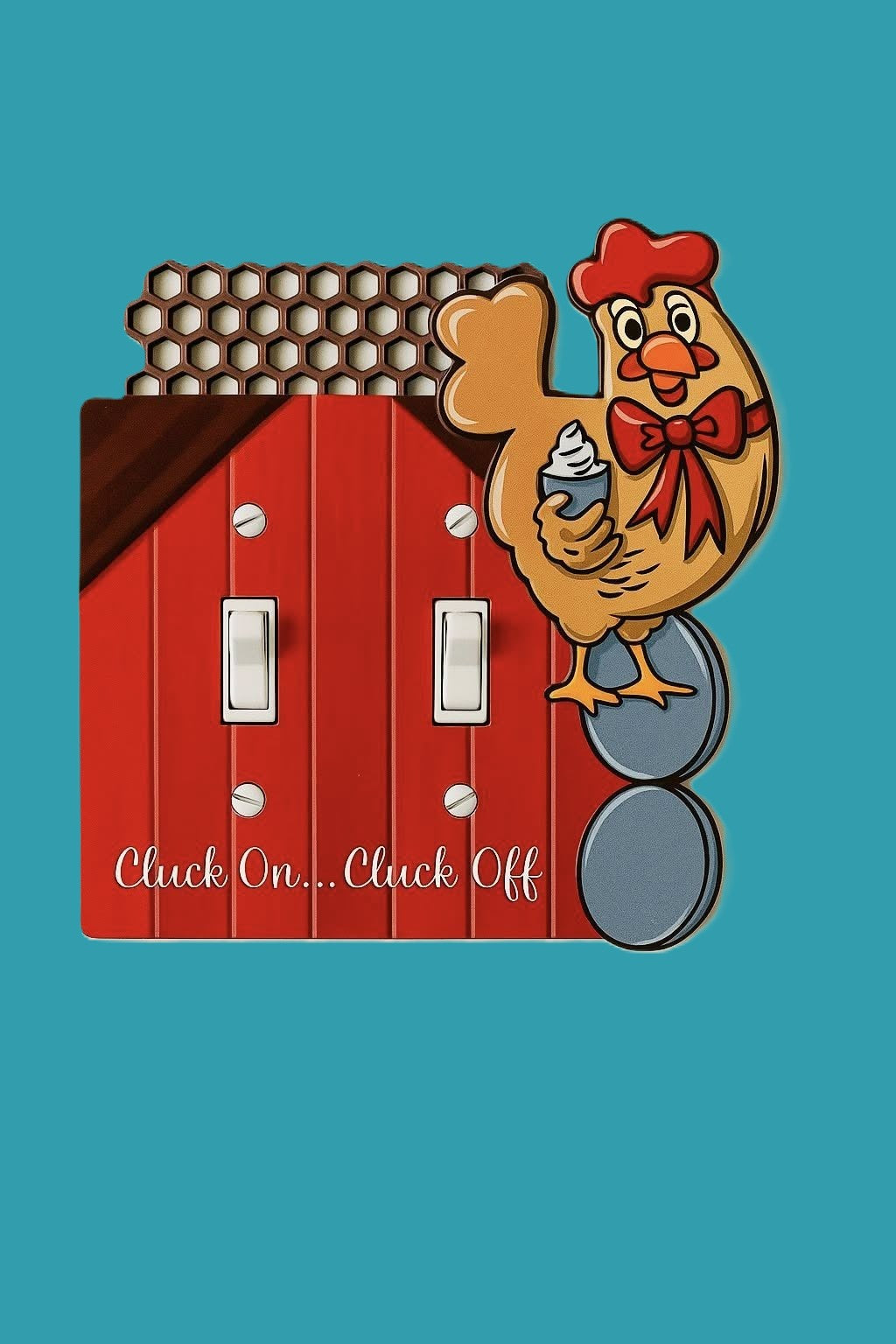 Chicken with wire Shaped Sublimated Double Light Switch Cover