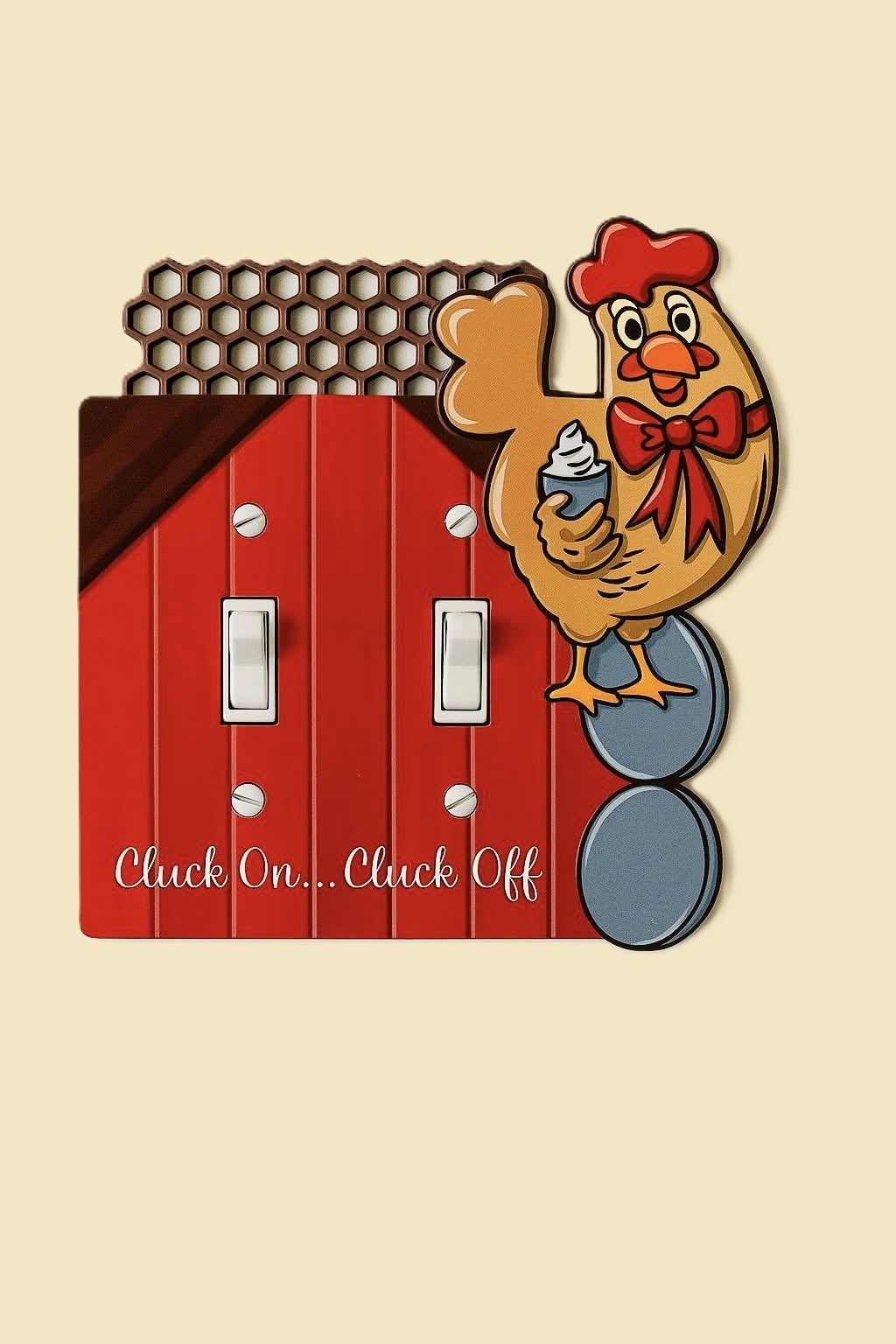 Chicken with wire Shaped Sublimated Double Light Switch Cover