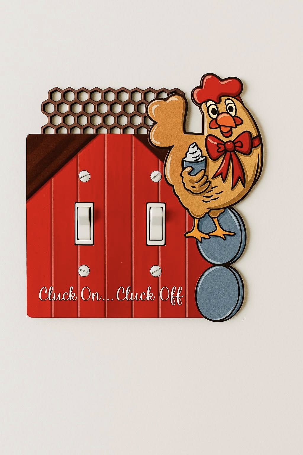 Chicken with wire Shaped Sublimated Double Light Switch Cover