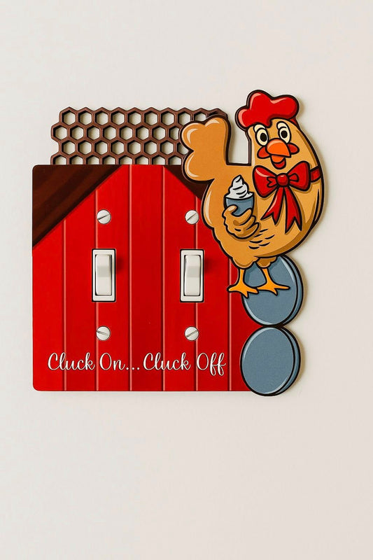 Chicken with wire Shaped Sublimated Double Light Switch Cover