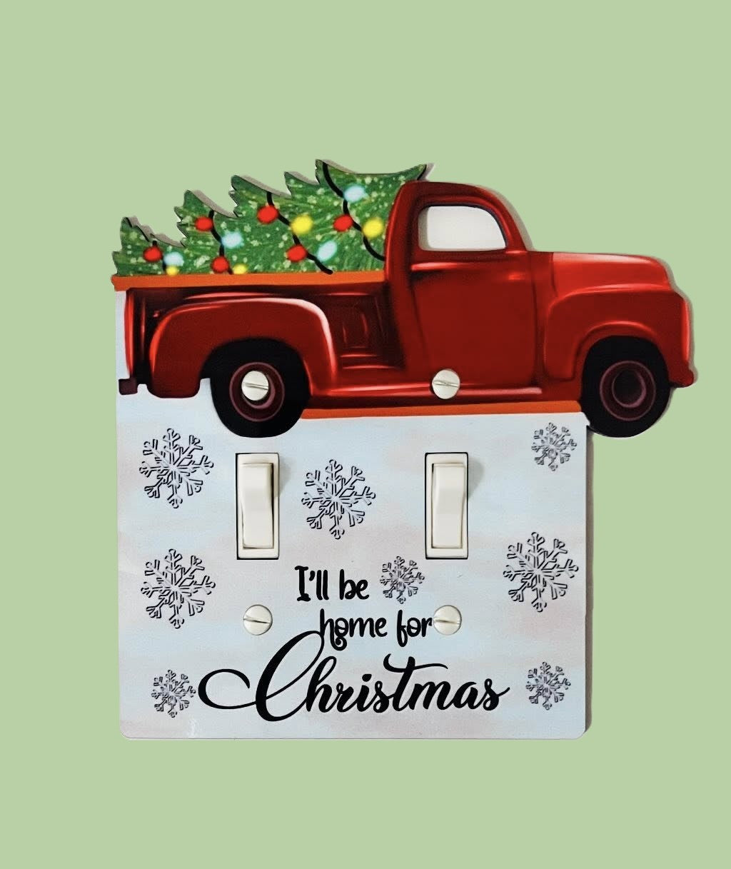 Truck with Tree Shaped Sublimated Double Light Switch Cover