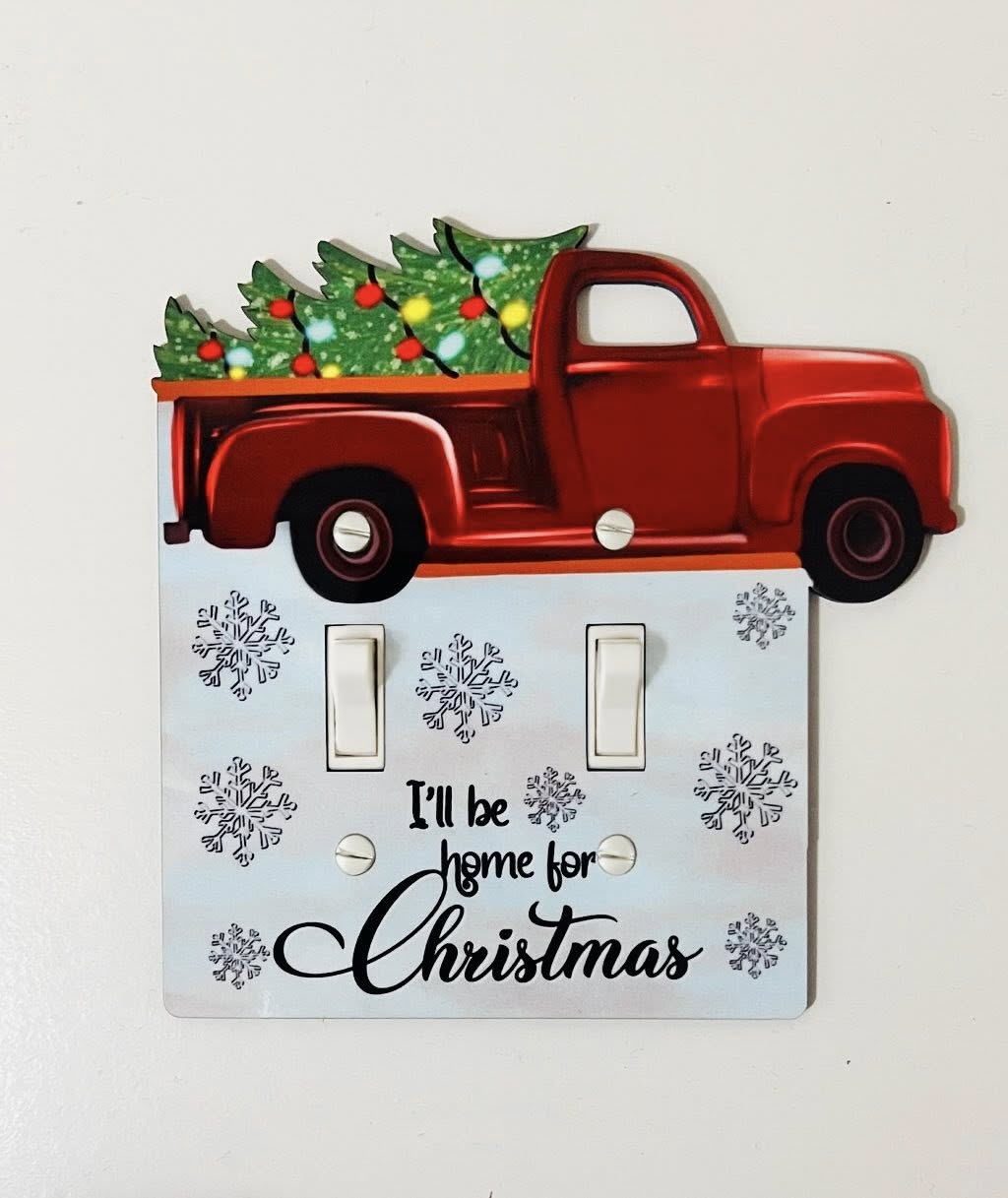 Truck with Tree Shaped Sublimated Double Light Switch Cover