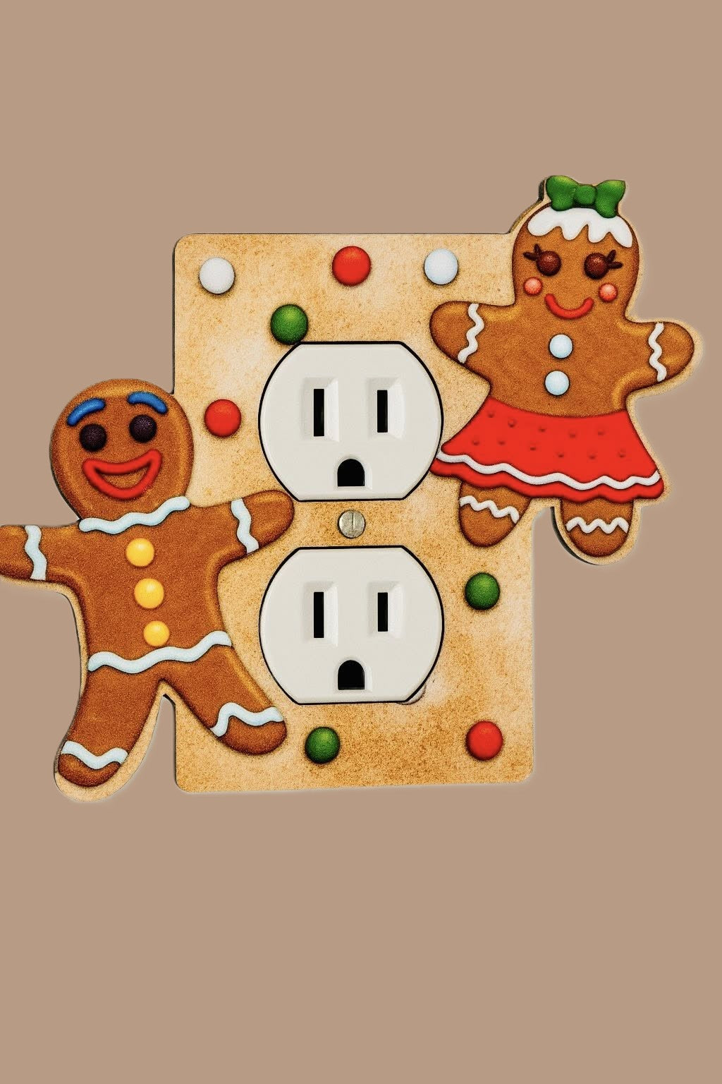 Gingerbread People Shaped Sublimated Outlet Plate